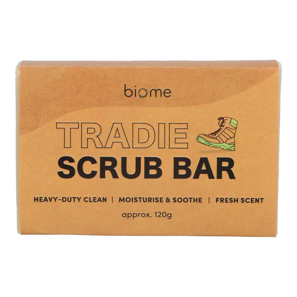 Biome Tradie Scrub Bar 120g - Natural Exfoliating Soap for Men - Perfect for Post-Workout, Construction & Outdoor Jobs