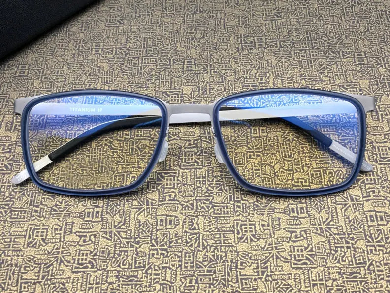 Aimee Men's Full Rim Square Screwless Titanium Eyeglasses 9711 - Lightweight Durable Glasses for Work, Reading & Everyday Use