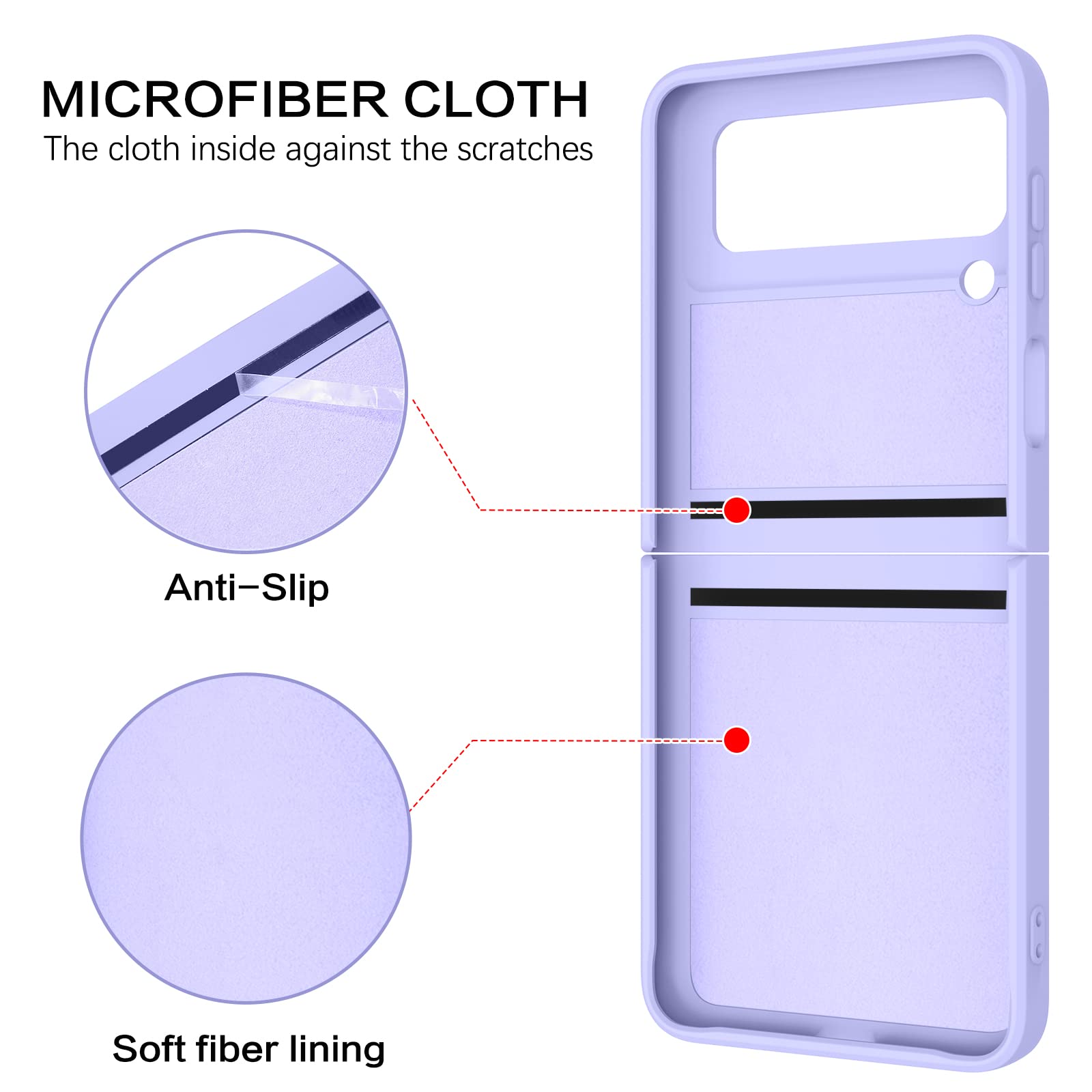 VENINGO Galaxy Z Flip 3 Case - Slim Silicone Protective Cover with Non-Slip Grip & Kickstand for Samsung Z Flip 3 5G (6.7 Inch) - Shockproof Bumper Phone Case for Women & Men - Lavender Purple - Perfect for Daily Use, Travel & Work Protection