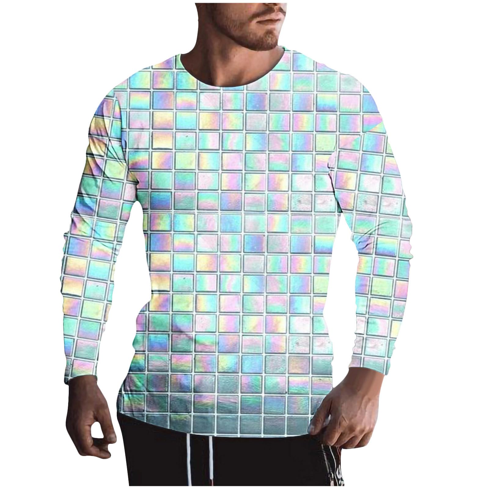 3D Printed Men's Long Sleeve Graphic Tee with Geometry Design - Fashion Streetwear Tops for Fall | Perfect for Casual Outfits, Street Style & Everyday Wear