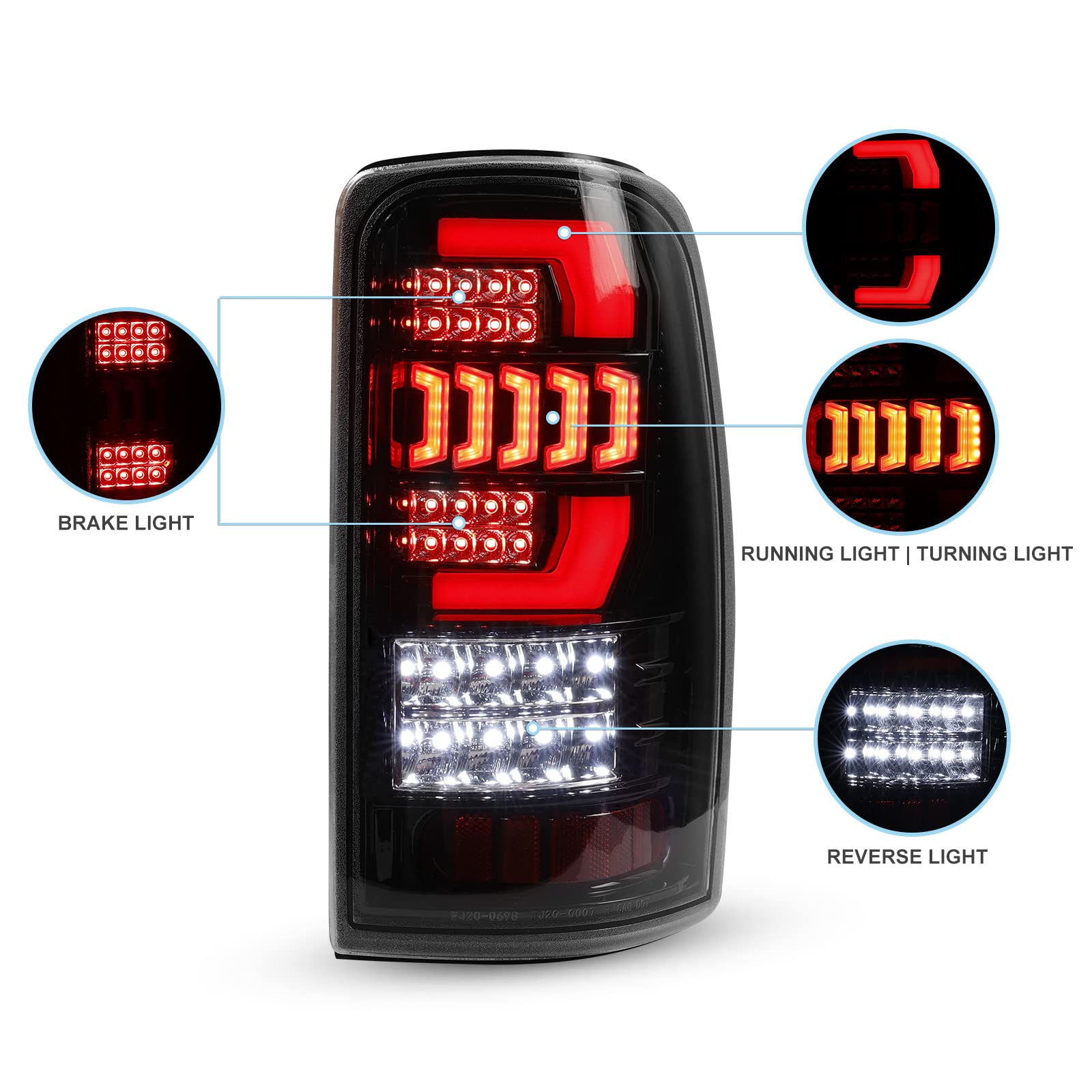 AUTOWIKI LED Tail Lights Assembly for 2000-2006 Chevy Suburban/Chevrolet Tahoe/GMC Yukon - Smoked Lens Replacement Rear Lights (1 Pair) - Perfect for Night Driving & Enhanced Vehicle Safety
