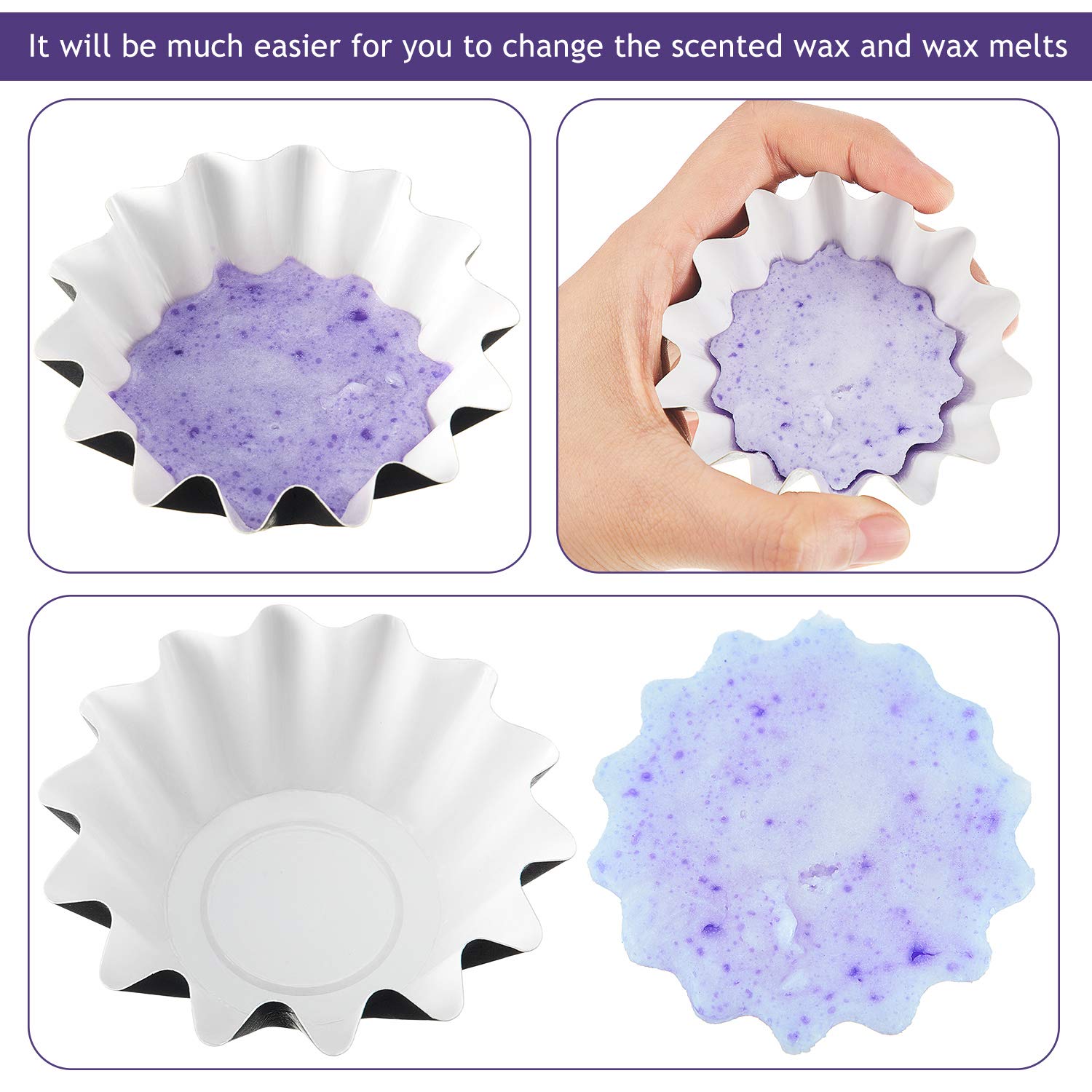 Boao Reusable Wax Melt Liners - Leakproof Wax Warmer Containers for Electric Plug-in Melters & Burners (150-Pack, White) - Perfect for Home Aromatherapy, Spa Relaxation, and Scented Candle Warmers