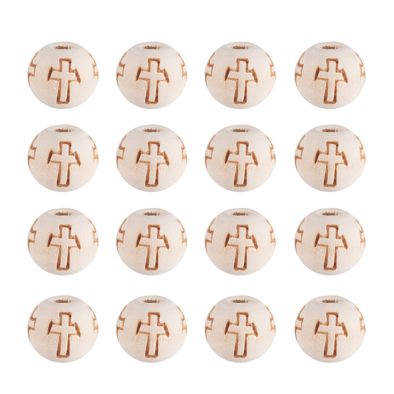 Craftdady 200pcs 10mm Natural Round Wood Beads for Jewelry Making - Unfinished Wooden Ball Spacer Beads with Cross Pattern (2mm Hole) - Perfect for DIY Bracelets, Necklaces & Craft Projects