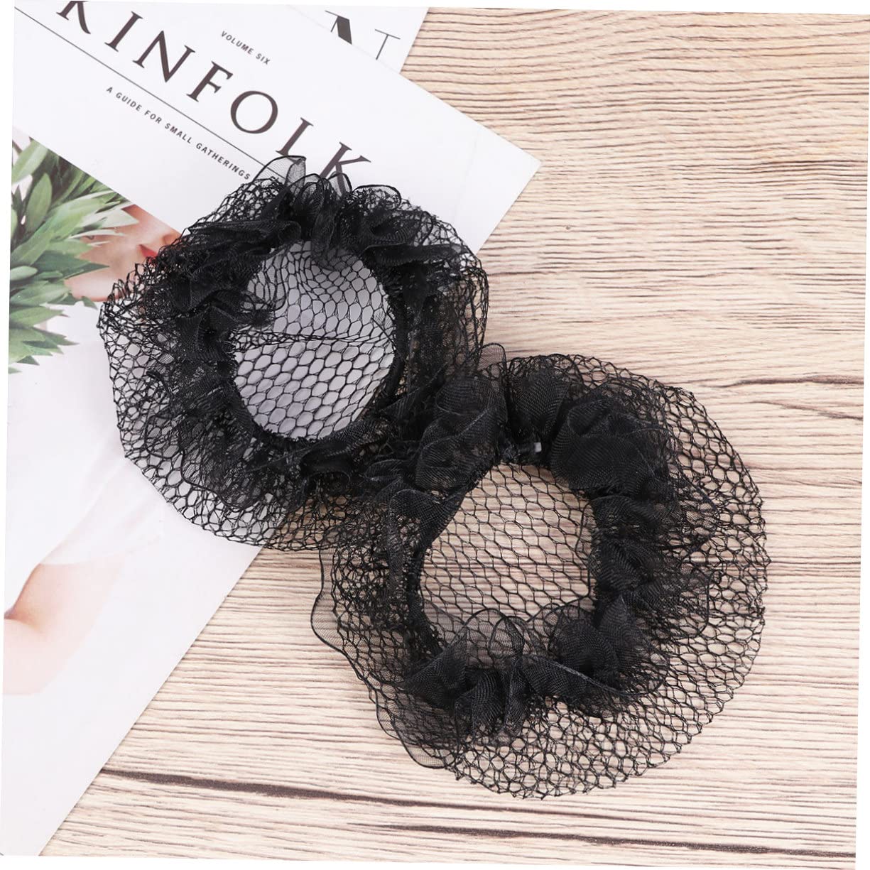Minkissy 10pcs Black Elastic Hair Snoods - Breathable Hair Nets for Women, Perfect for Dance, Ballet, Bun Hairstyles & Salon Use