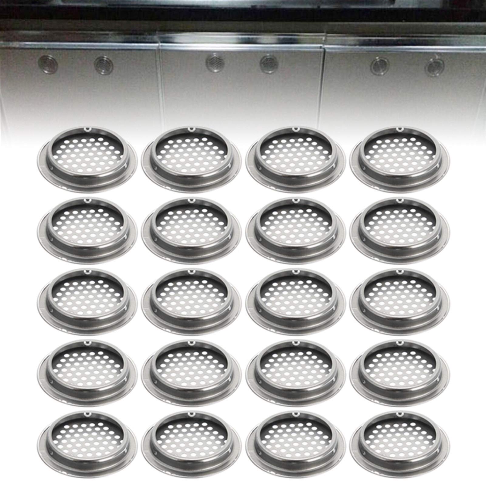 20pcs Stainless Steel Air Vent Grilles for Wardrobe & Cupboard - Exhaust Ventilation Grille for Improved Air Circulation - Durable Replacement Parts (Color A) - Perfect for Home, Office & Closet Organization