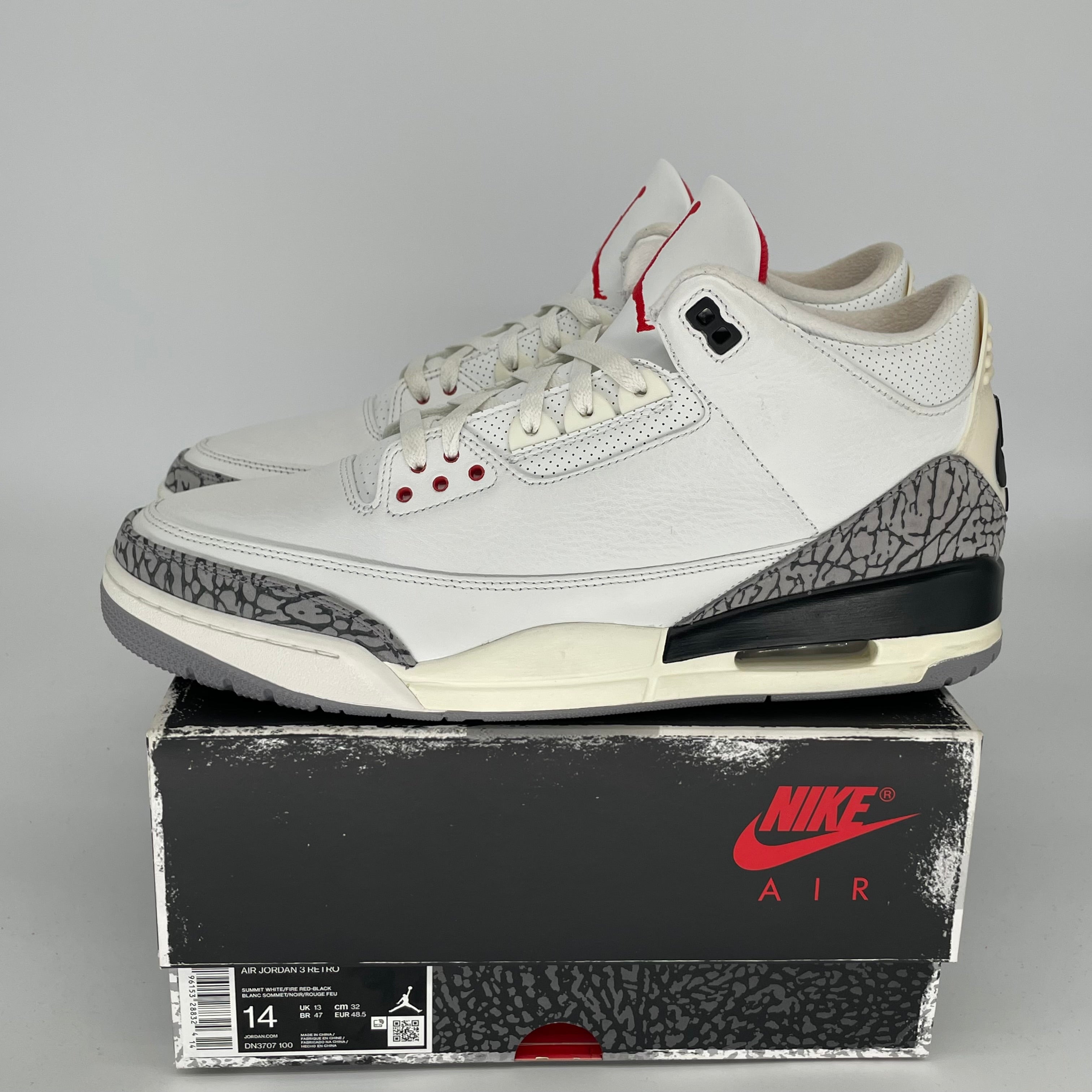 Original Air Jordan 3 White Cement Reimagined - Men's Size 14 Basketball Shoes (DN3707-100) - Retro Sneakers for Casual Wear & Street Style