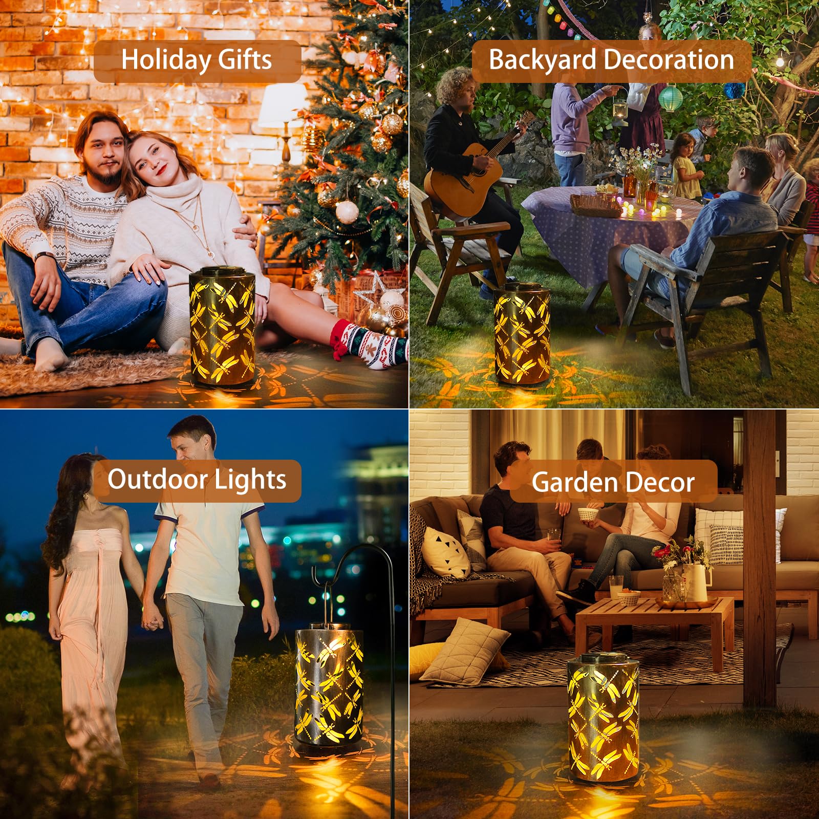 Solar Powered Outdoor Hanging Lanterns - Waterproof Metal Dragonfly Decorative Lights for Garden, Patio, Yard, Backyard - Perfect Gift for Mom, Grandma & Women - Ideal for Evening Gatherings, Romantic Dinners & Holiday Decorations