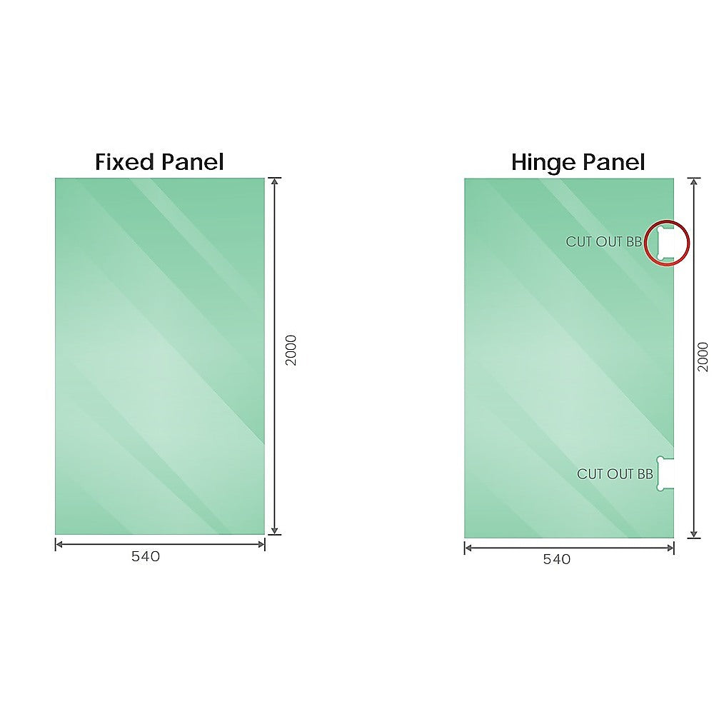 Frameless Diamond Shower Screen 100cm - Black Brackets & Stainless Steel Hinges with Square Double Pull Handle - Perfect for Modern Bathroom & Spa Style Showers