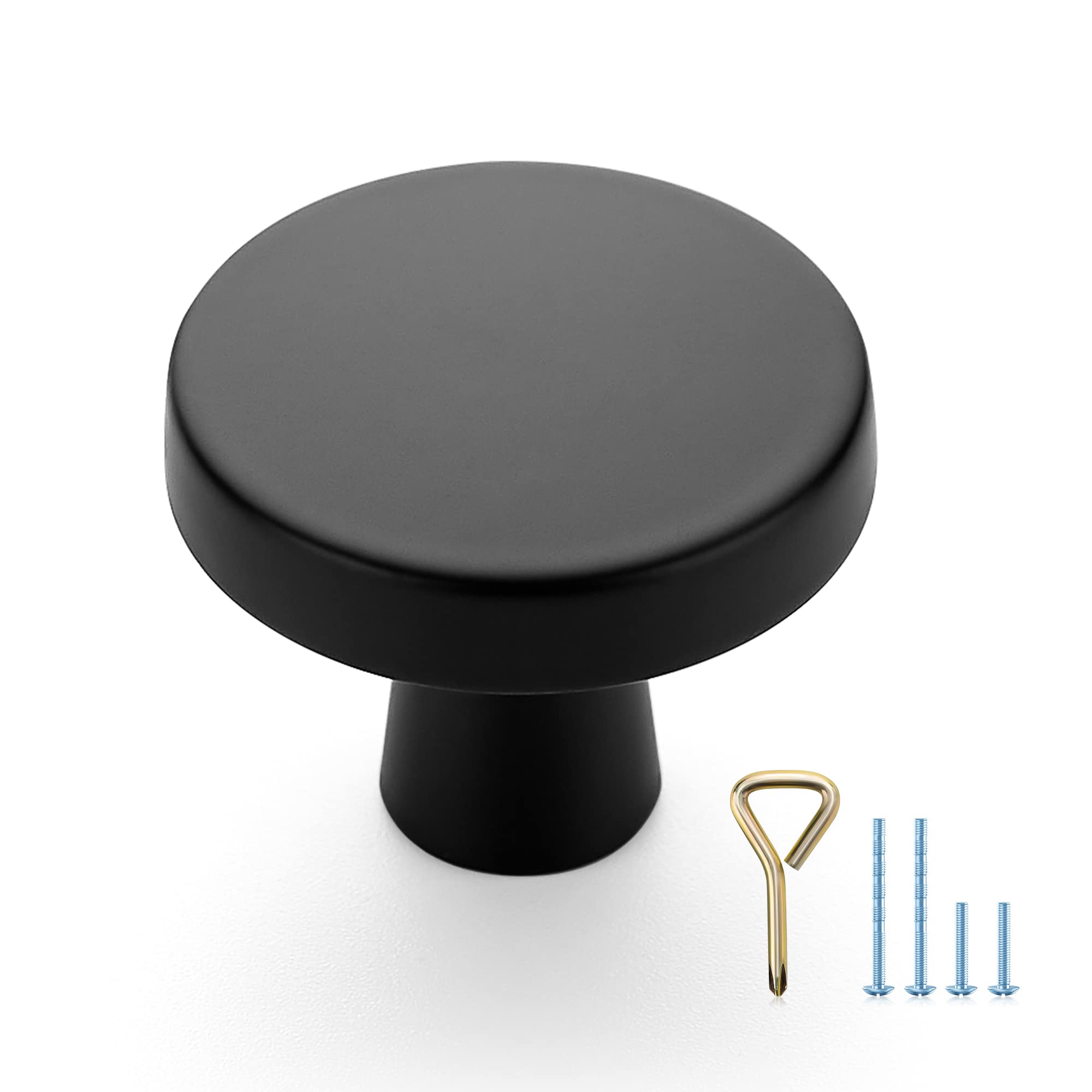 Ravinte 10 Pack 1-1/4 Inch Matte Black Cabinet Knobs - Solid Metal Dresser Drawer Pulls for Kitchen, Bathroom & Bedroom Furniture Hardware - Perfect for Cabinets, Dressers, Wardrobes & Storage Units