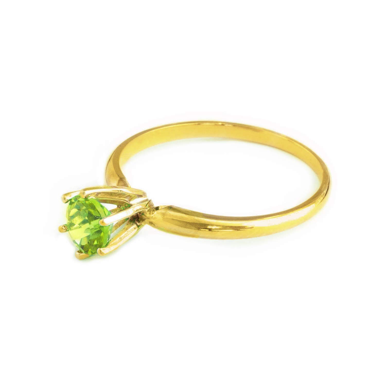 14K Solid Yellow Gold Solitaire Ring with 0.65 Carat Natural Peridot Gemstone - Elegant Dainty Jewelry for Women, Perfect for Engagement, Anniversary & Special Occasion Gifts