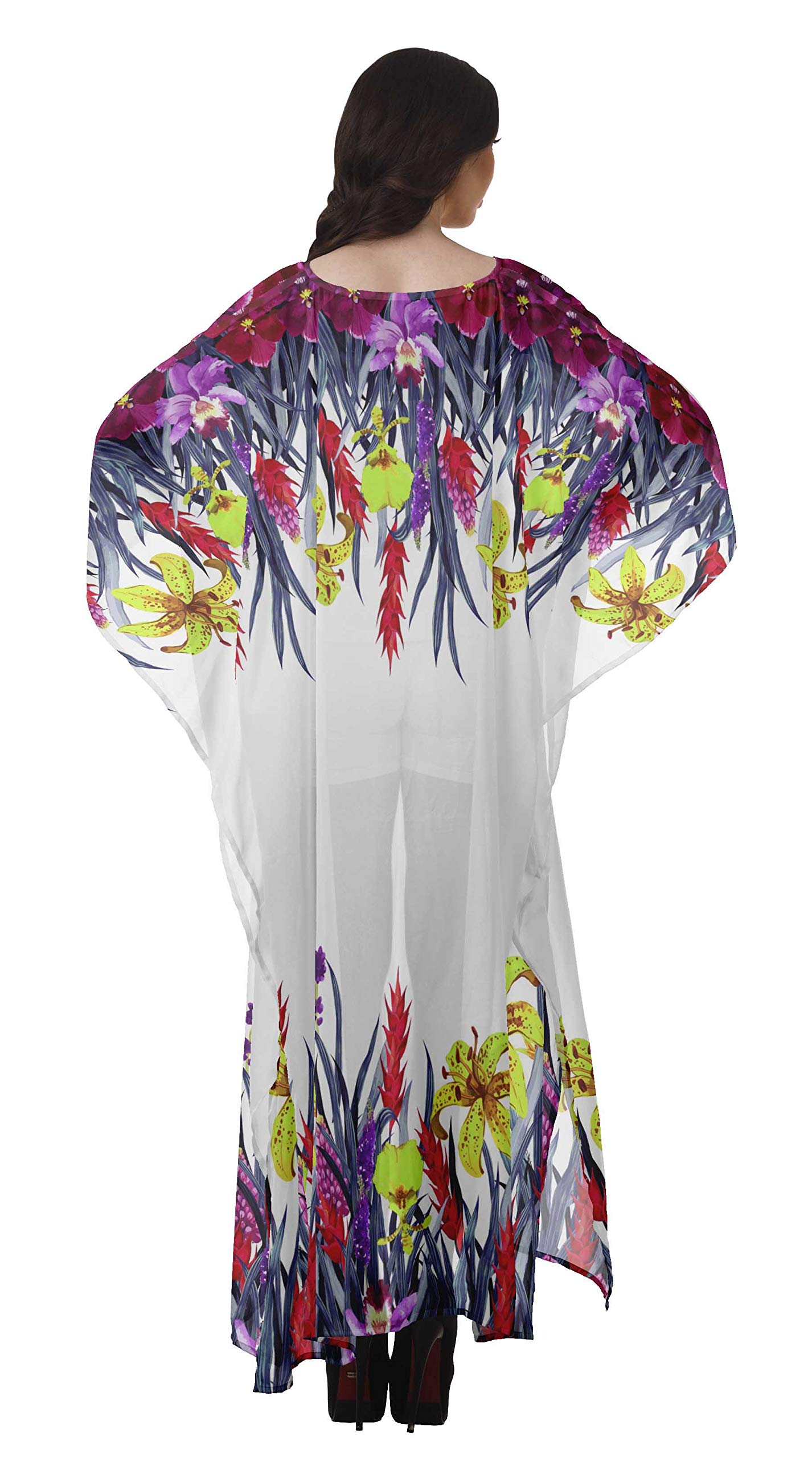 Moomaya Women's Sheer Turkish Kaftan Beach Cover Up Dress - Lightweight Swimwear Coverup for Pool, Vacation & Summer Outfits