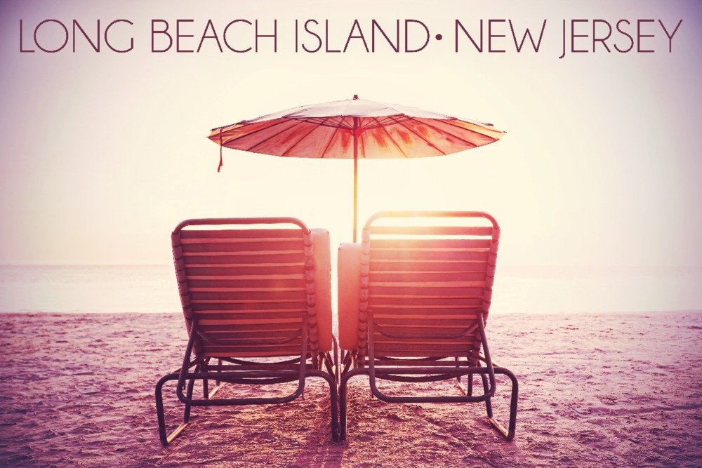 12x18 Long Beach Island New Jersey Wall Art Poster - Coastal Beach Chairs & Sunshine Decor for Living Room, Bedroom, or Office