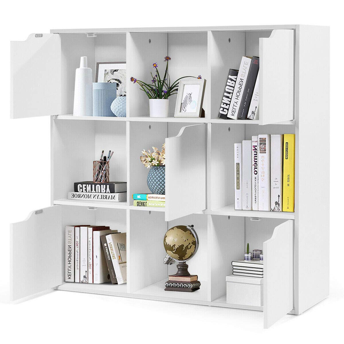 3-Tier White Cube Storage Cabinet - 9-Cube Bookshelf for Books, CDs, DVDs & Display | Perfect for Home, Bedroom, Living Room & Office Organization | Great for Photos, Plants & Collectibles Storage