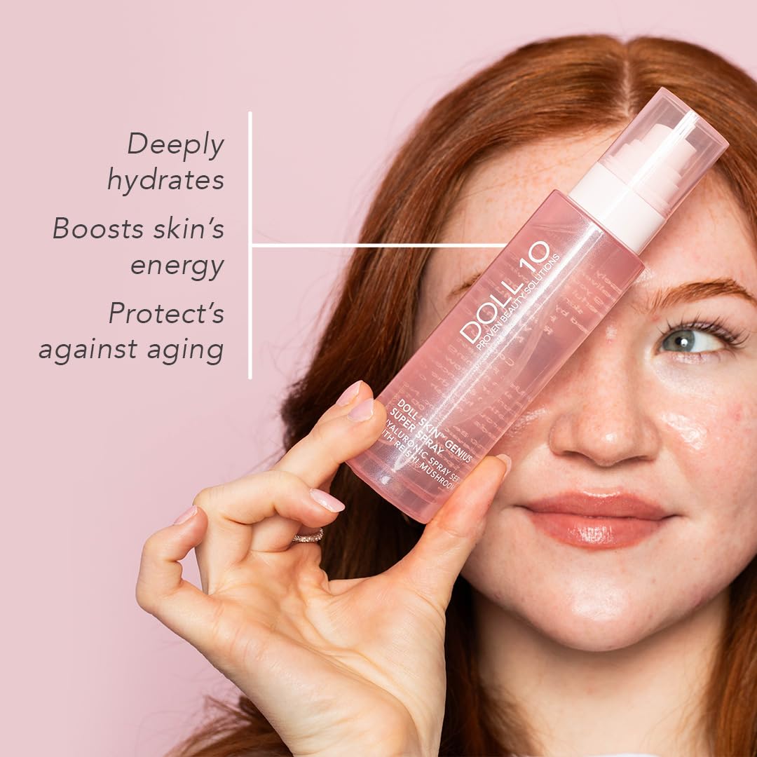 DOLL SKIN GENIUS™ Super Spray Serum with Reishi Mushroom - Hydrating Facial Mist for Glowing Skin | Perfect for Daily Skincare Routine & On-the-Go Refreshment