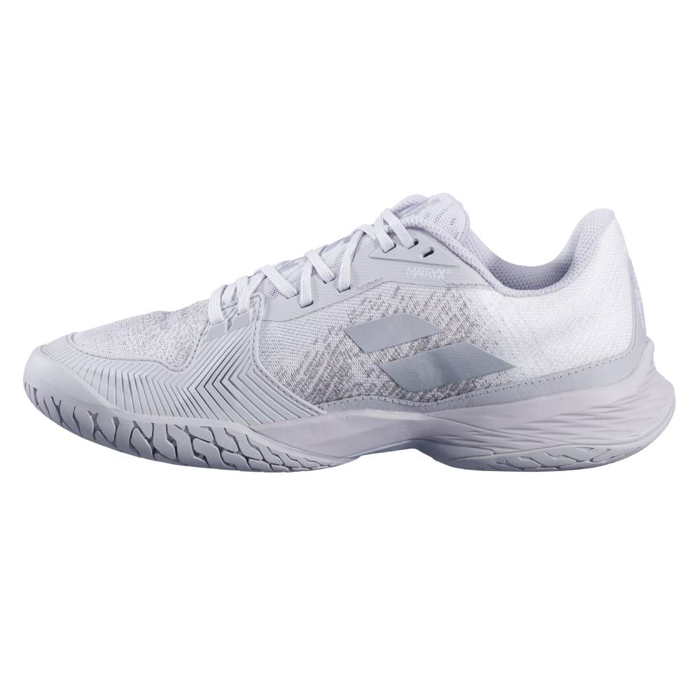 Babolat Jet Mach 3 AC Women's Tennis Shoes - White & Grey | Lightweight Performance Court Shoes for Women | Perfect for Competitive Matches & Training Sessions