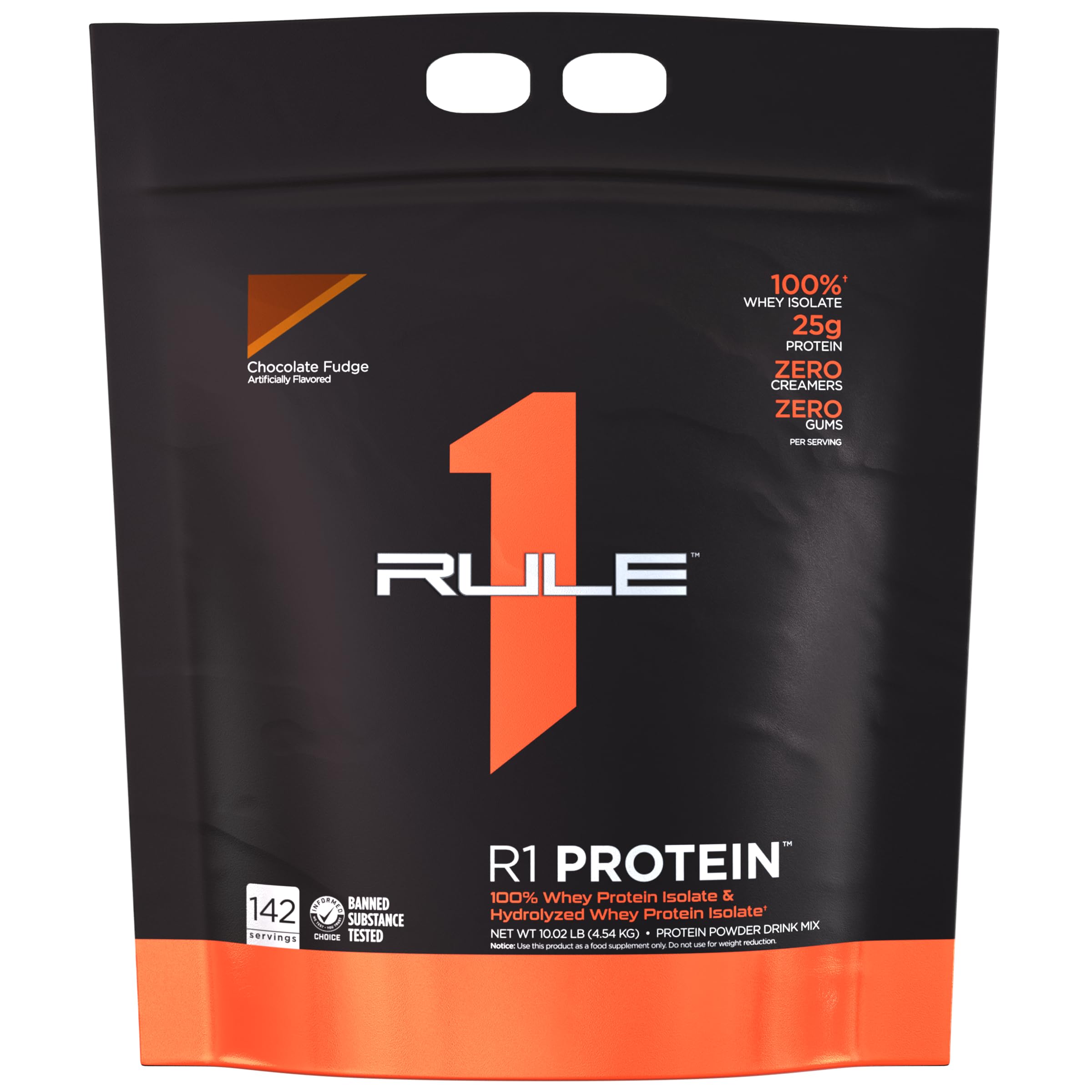 Rule One Proteins R1 Protein Powder - 25g Fast-Acting, Super-Pure 100% Whey Isolate & Hydrolysate with 6g BCAAs (10 lbs, Chocolate Fudge) for Muscle Recovery & Post-Workout Nutrition