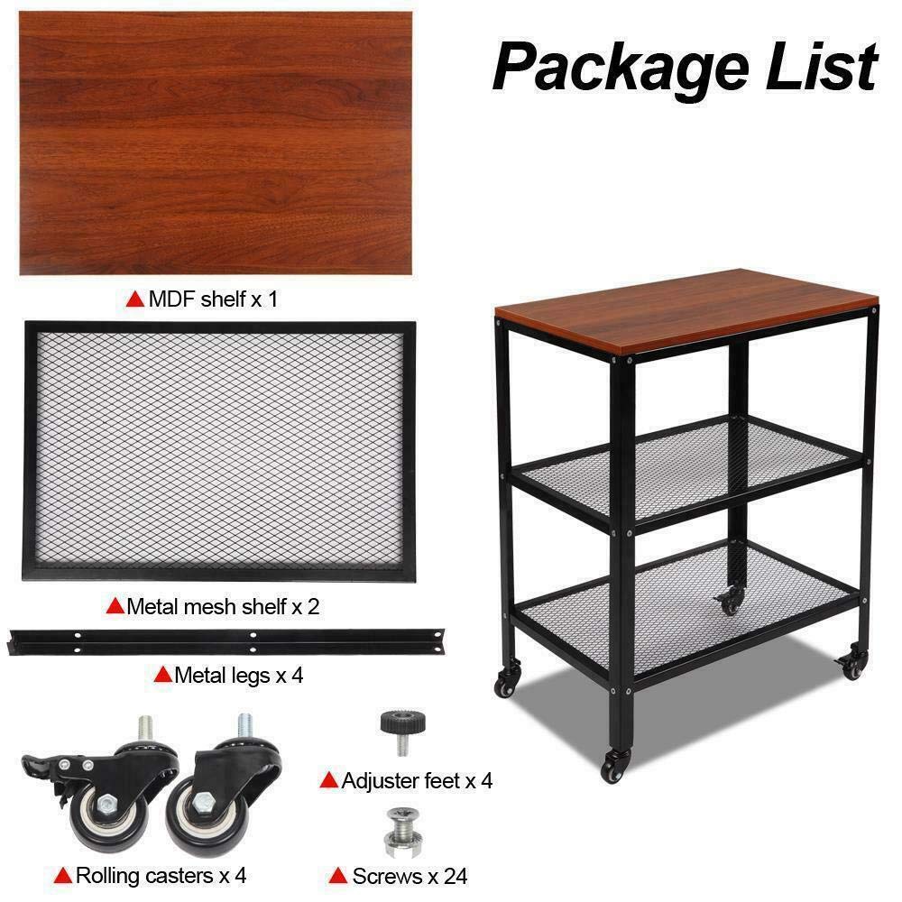Microwave Cart with Storage Shelf - Rolling Kitchen Organizer for Toaster Oven, Coffee Maker & Small Appliances - Space-Saving Brown Stand for Small Apartments & Dorm Rooms