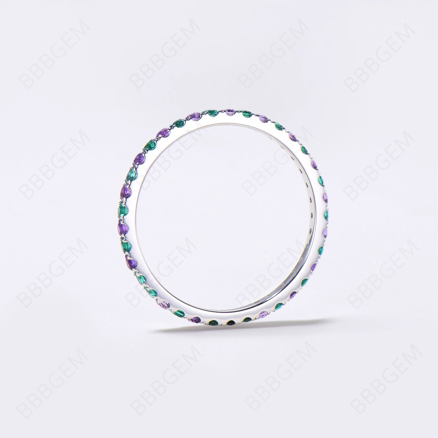 Eternal Harmony Wedding Band: Genuine Amethyst & Emerald in 14K Gold/Platinum - Perfect for Engagement, Anniversary & Romantic Gift Giving