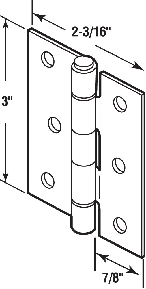 Prime-Line K 5142 3 Inch Aluminum Screen Door Hinge with Brass Oilite Bearings (2 Pack) - Durable Hinges for Patio, Porch & Storm Doors - Smooth Operation & Weather-Resistant