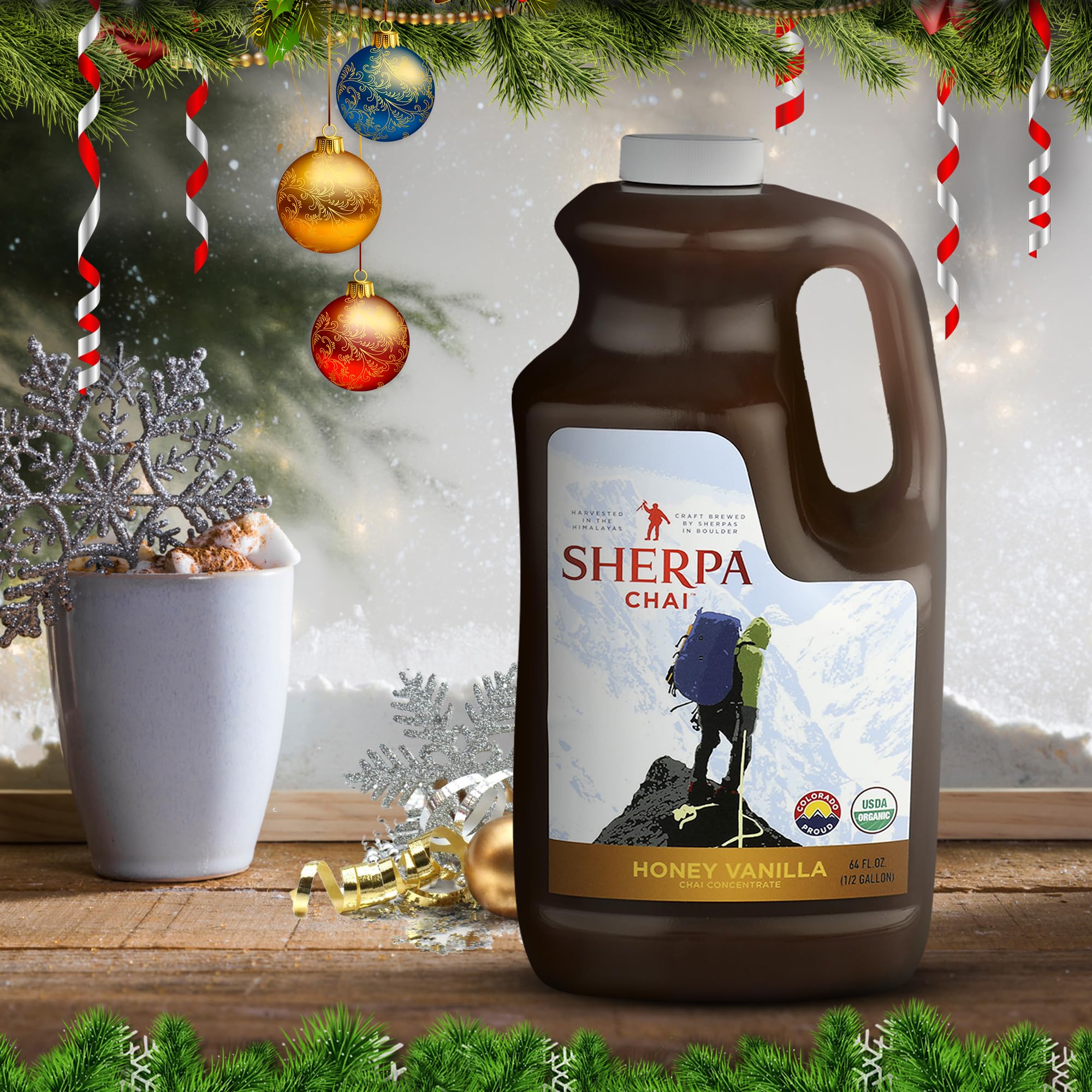 Sherpa Chai Honey Vanilla Chai Tea Concentrate - Handcrafted Black Tea with Honey, Vanilla & Spices - Authentic Nepali Sherpa Recipe - Perfect for Tea Lovers, Gifts & Cozy Moments at Home or Office