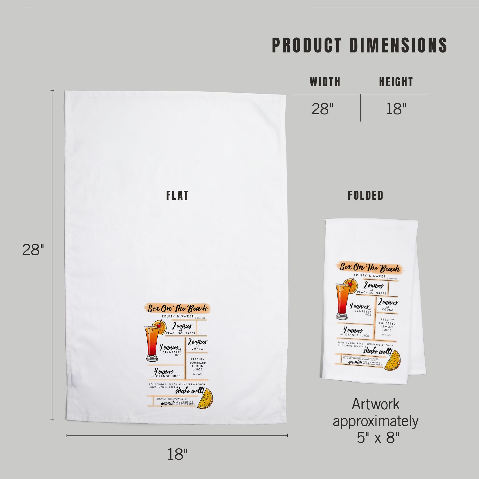 Lantern Press Sex on The Beach Cocktail Recipe - 100% Cotton Tea Towel & Decorative Hand Towel for Kitchen, Bathroom & Home Decor | Perfect for Cocktail Parties, Bar Accessories & Coastal Themed Decor