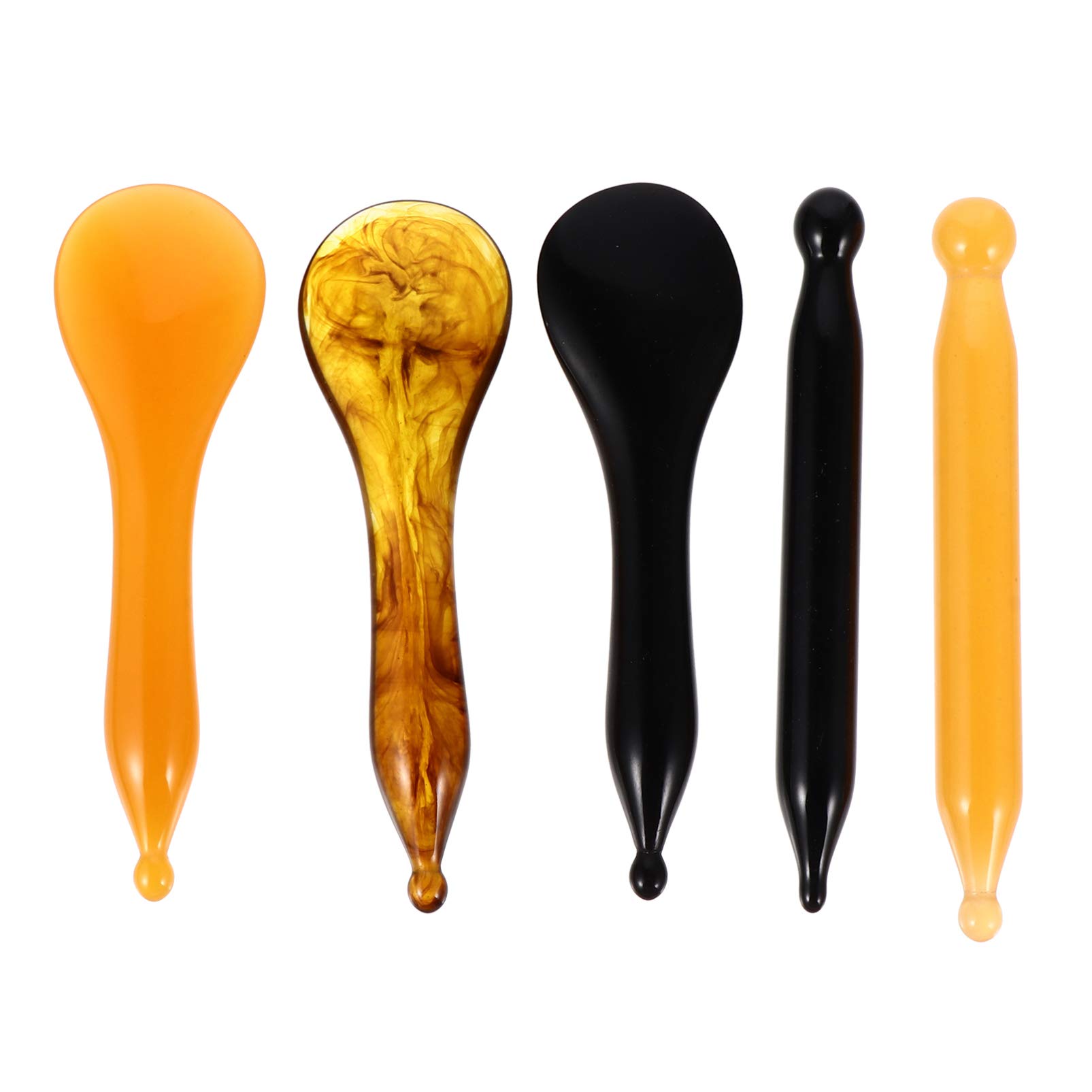 Healifty 5pcs Gua Sha Scraping Massage Tools Kit - Resin Beeswax Gua Sha Board, Scraper, Plate, Rod & Comb - Acupuncture & Deep Tissue Massage for Pain Relief & Relaxation - Perfect for Home Spa, Facial Care & Muscle Therapy