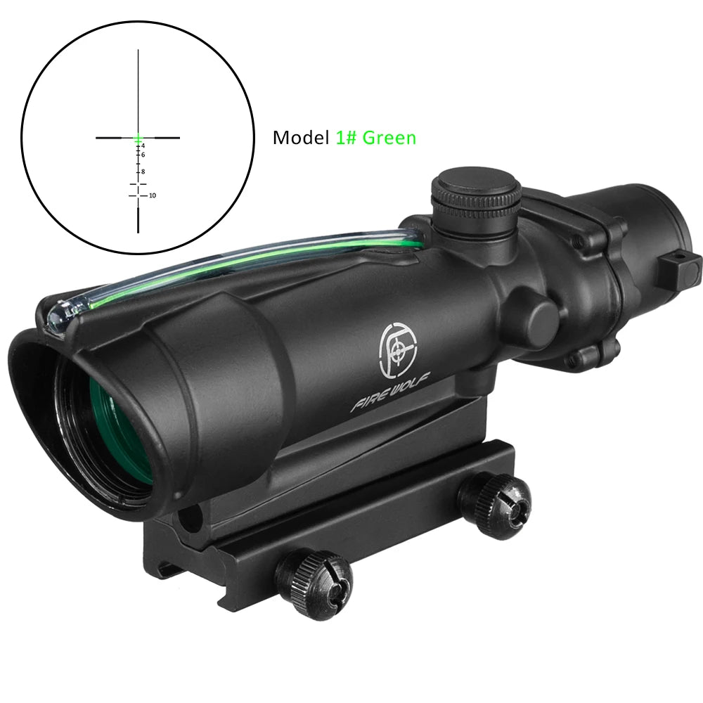 Fire Wolf 5x35 Tactical Rifle Scope with Green/Red Dot Reticle - Fiber Optic Sight for Hunting & Spotting | Perfect for Rifle Hunting, Tactical Shooting & Outdoor Adventures
