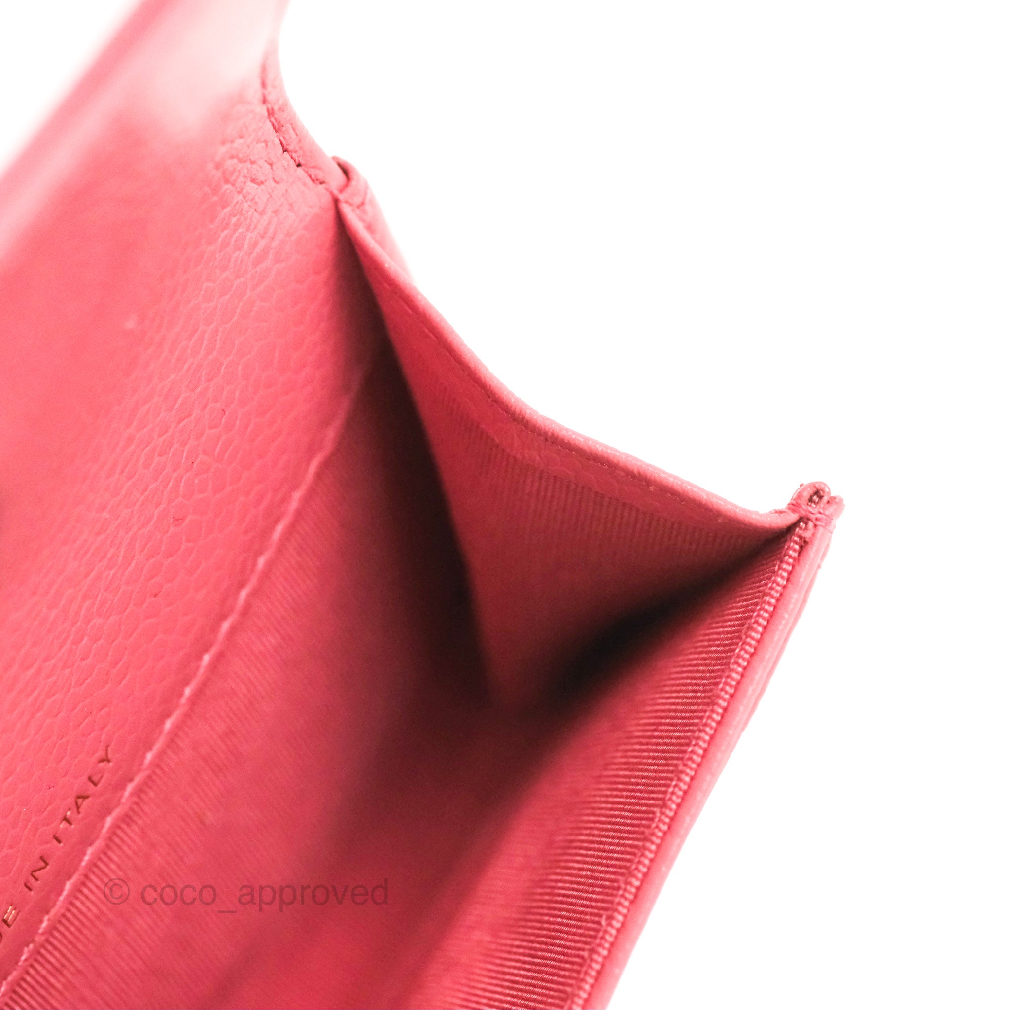 Chanel Camellia Pink Caviar Leather Card Holder with Gold Hardware - Luxury Compact Wallet for Everyday Use & Gift Giving