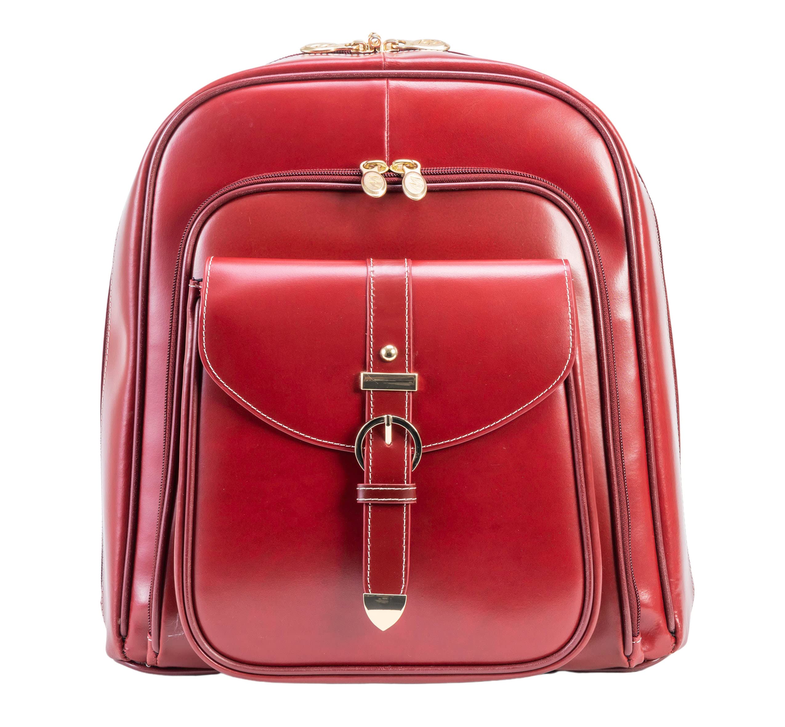 Professional Women's Leather Laptop Backpack for Business - Small Red Tablet Bag for Work, Travel & Daily Commute