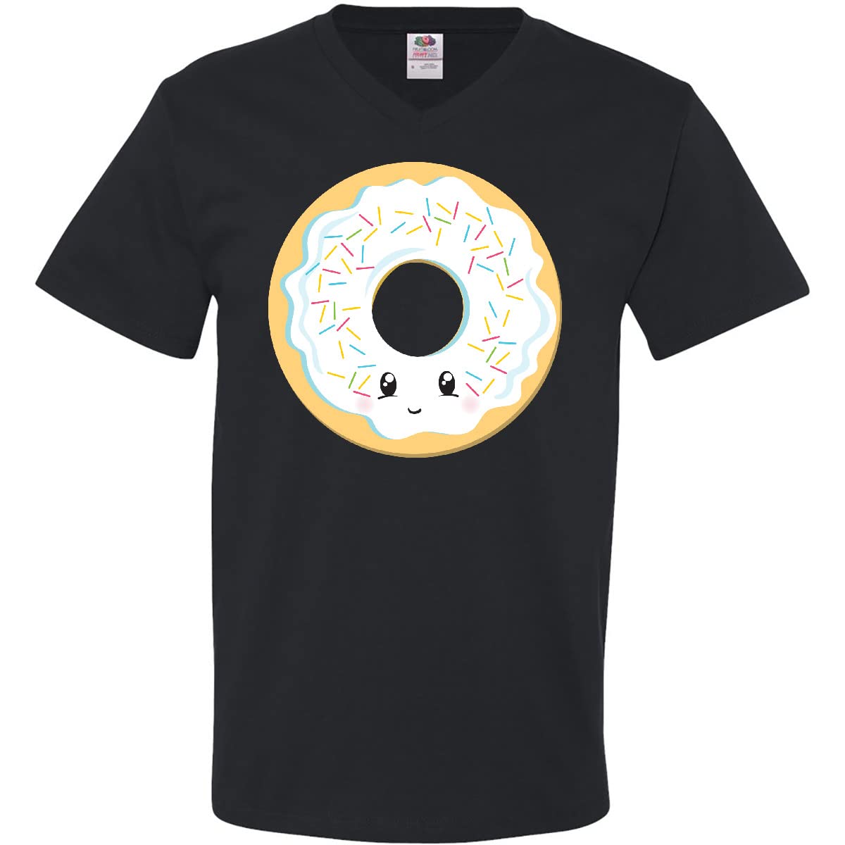 Inktastic White Donut Print Men's V-Neck Cotton T-Shirt - Soft & Comfortable Casual Wear for Donut Lovers, Perfect for Everyday Outfits, Parties & Gifts