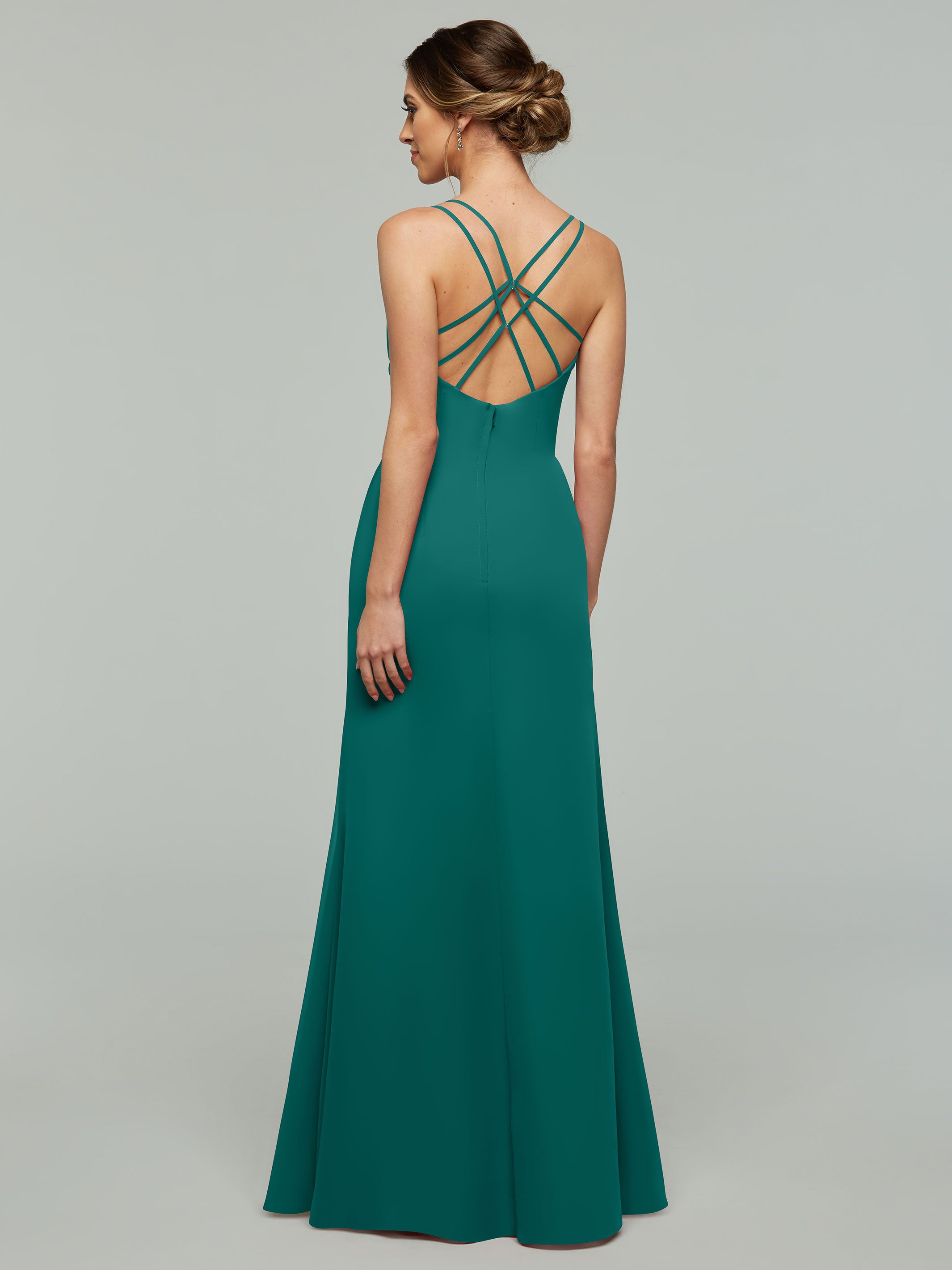 Elegant 80130 Chiffon Sheath Bridesmaid Dress - V Neck & High Slit Design for Wedding Party, Formal Events & Special Occasions