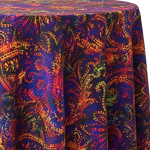 Premium 60-Inch Round Tablecloth - Golden Paisley Design for Dining Tables Under 60