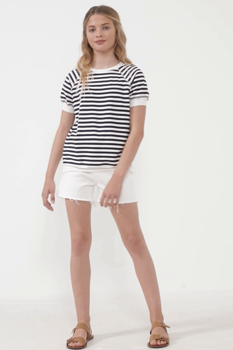 Stylish Banded Knit Stripe Raglan Tee for Women | Comfortable Casual Long Sleeve T-Shirt | Perfect for Everyday Wear, Layering & Fall Fashion