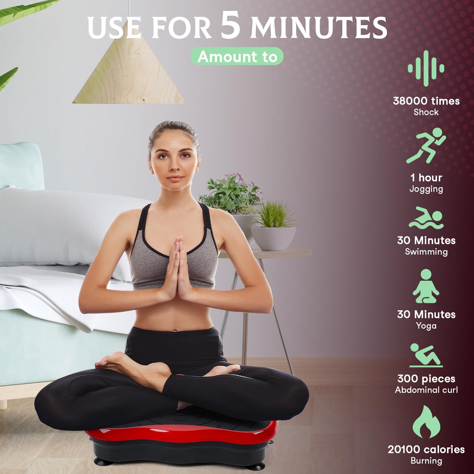 **Whole Body Vibration Plate Exercise Machine - Adjustable Speed, Resistance Bands & LED Touch Screen - Compact Home Gym Equipment for Weight Loss, Muscle Toning & Recovery - Perfect for Home Workouts, Fitness Training & Physical Therapy**