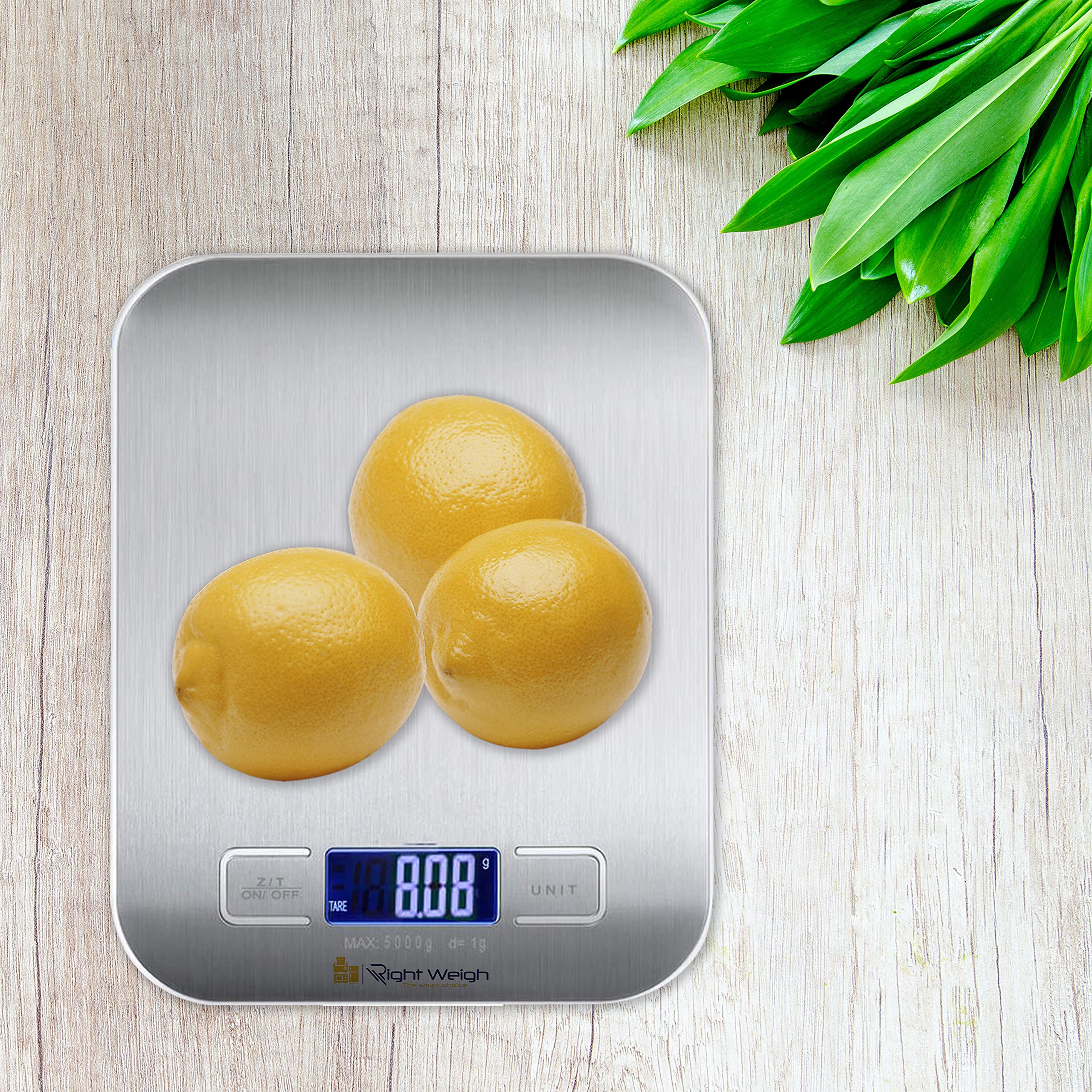 Digital Kitchen Scale - Battery Operated, Highly Accurate Stainless Steel Food Scale with Tare Function - Measures in Grams & Ounces (11lb Capacity) - Perfect for Weight Loss, Baking, Cooking, and Meal Prep