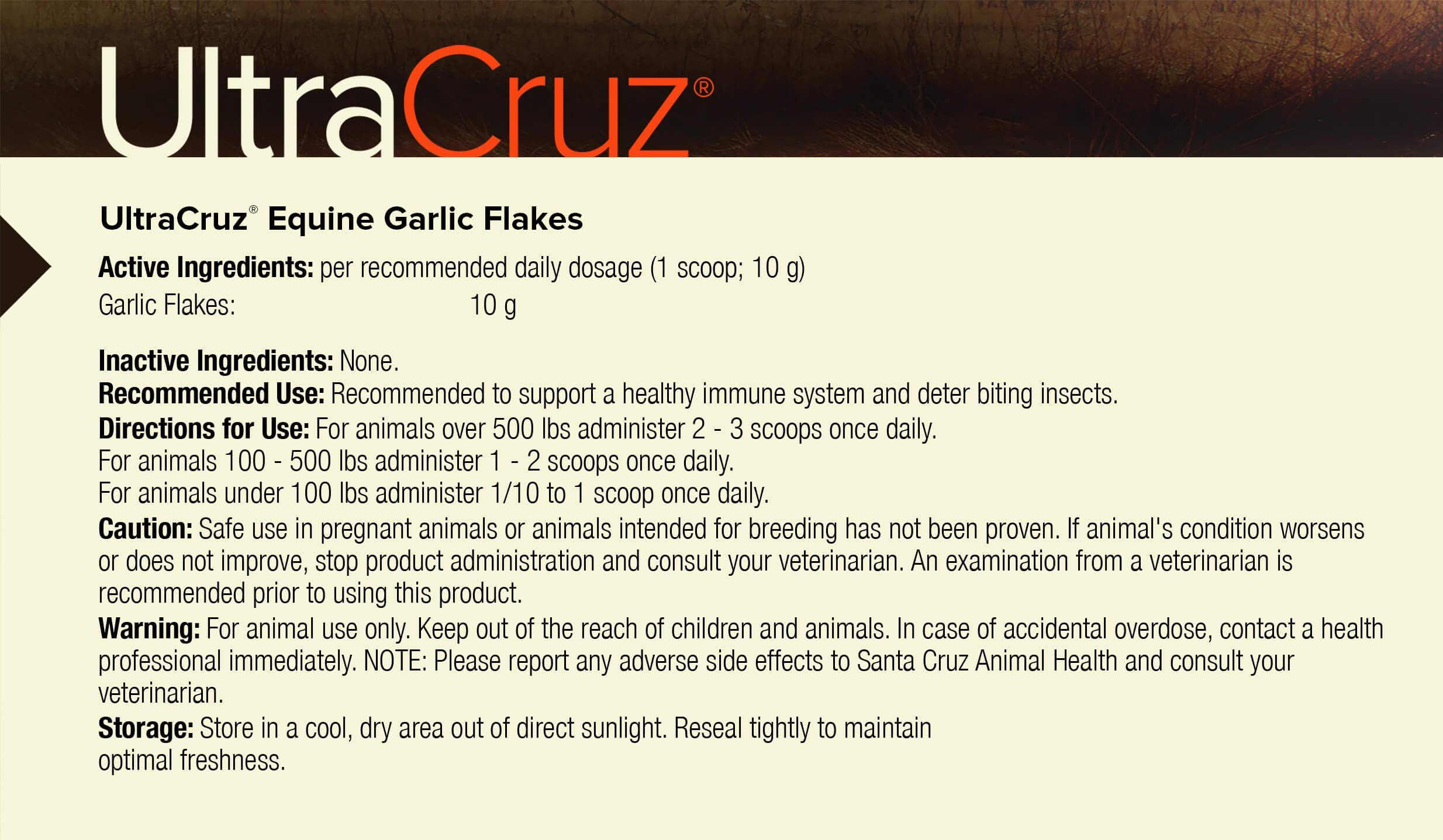 UltraCruz Equine Garlic Flakes Supplement for Horses - 25 lb | Natural Immune Support & Fly Repellent | Perfect for Daily Feeding & Pasture Grazing