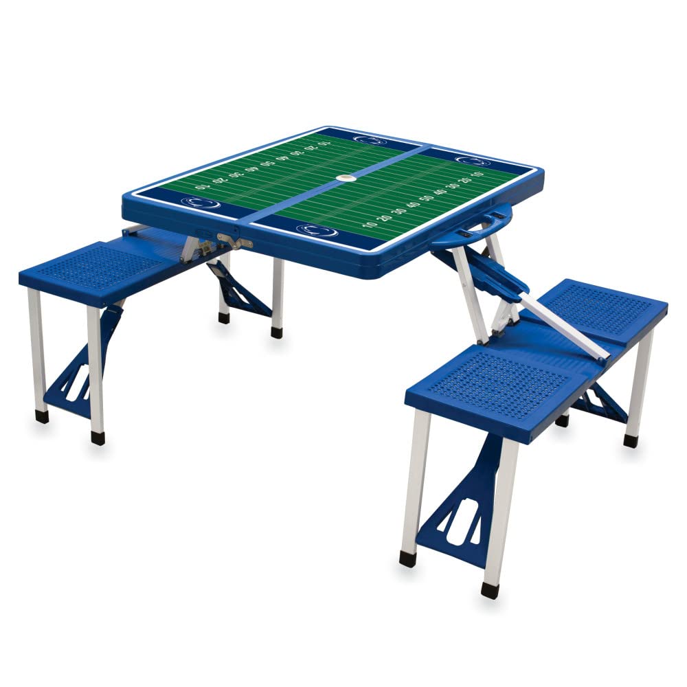 PICNIC TIME NCAA Penn State Nittany Lions Folding Picnic Table - Portable Camping Table with Umbrella Hole - Outdoor Dining Table for Tailgating, Beach, Backyard (Royal Blue)