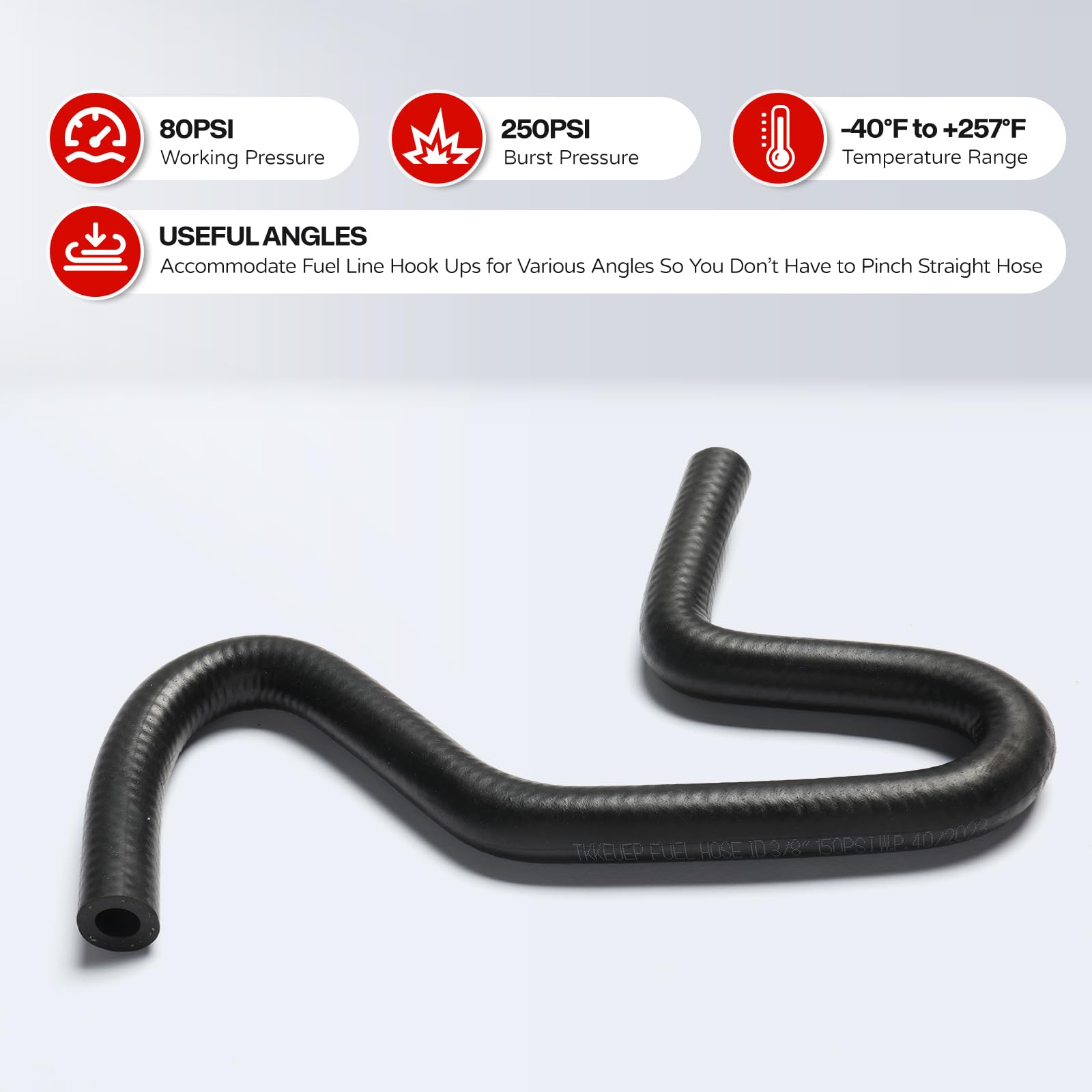 1/4 Inch ID Molded Fuel Line Rubber Hose Elbow - Universal 45, 90, 135, 180 Degree Bend - Compatible with Cars, Trucks, ATVs & Marine Engines - High-Temperature & Oil-Resistant Fuel Hose for Automotive & Industrial Applications