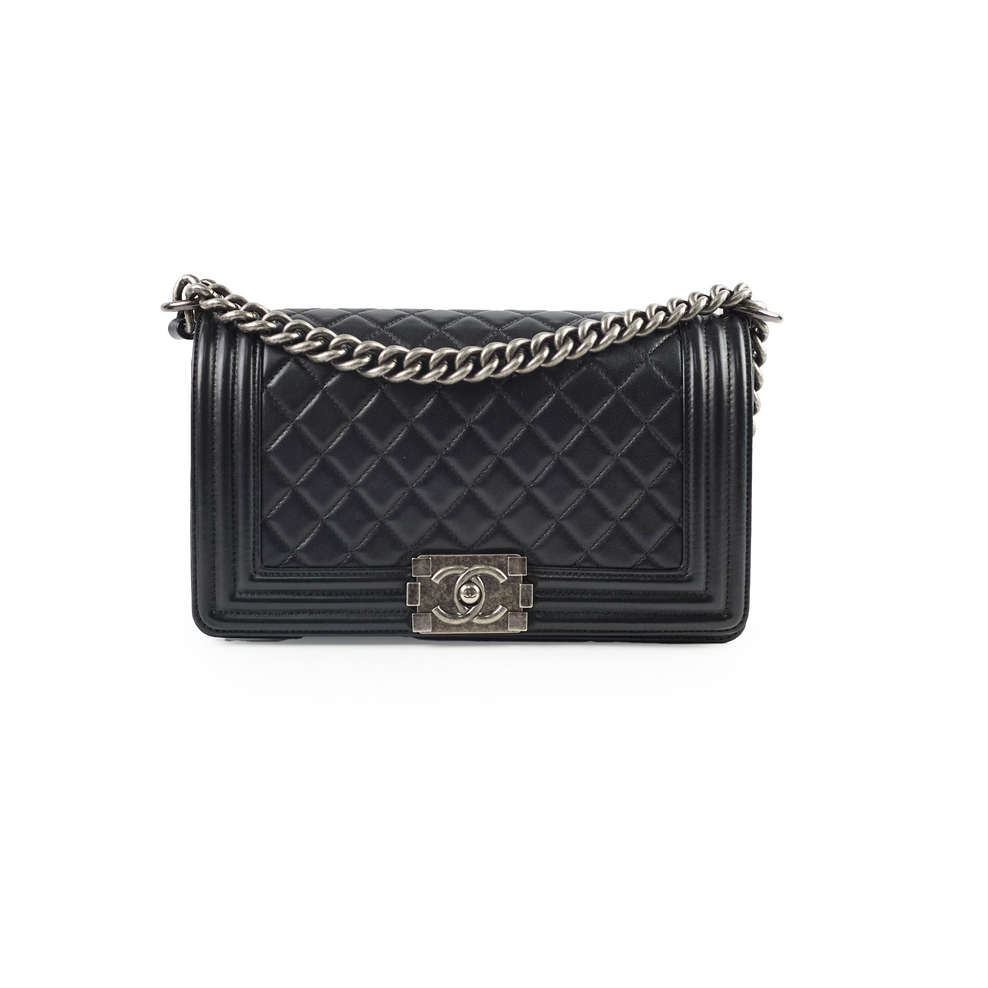 Chanel Old Medium Boy Bag in Black - Luxury Quilted Leather Crossbody Bag for Women | Perfect for Evening Events, Parties & Date Nights