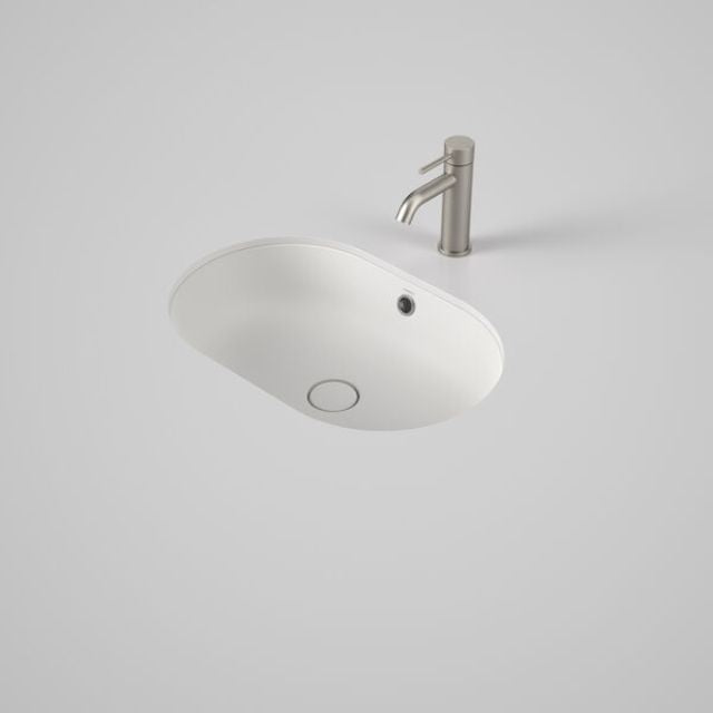 Caroma Liano II 580mm Undermount Bathroom Sink - Matte White Ceramic Basin with Overflow | Modern Vanity Sink for Bathroom & Powder Room Renovations