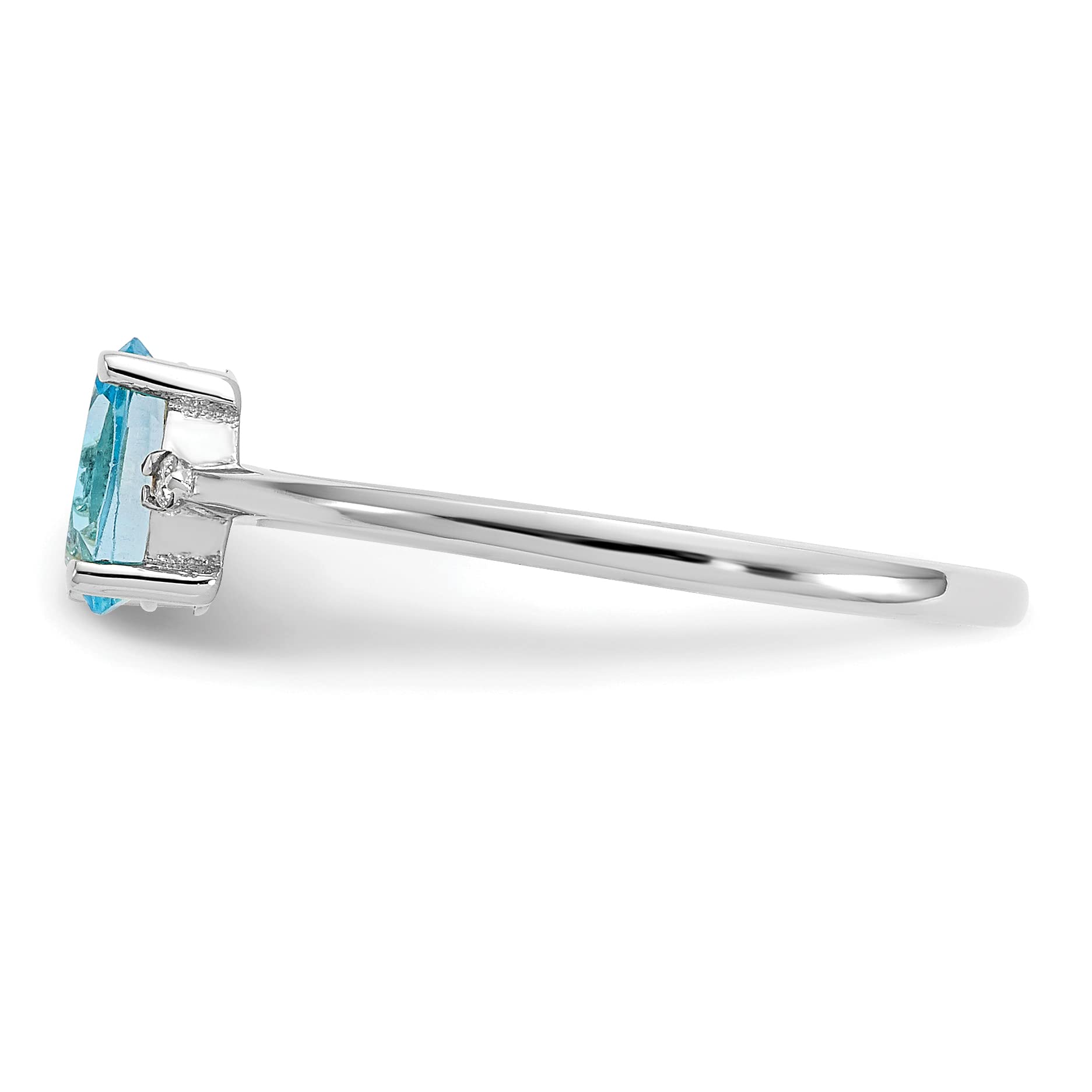 10K White Gold Genuine Diamond & Blue Topaz Birthstone Ring - Size 6.0 | Elegant Jewelry Gift for Women, Anniversary & Special Occasions
