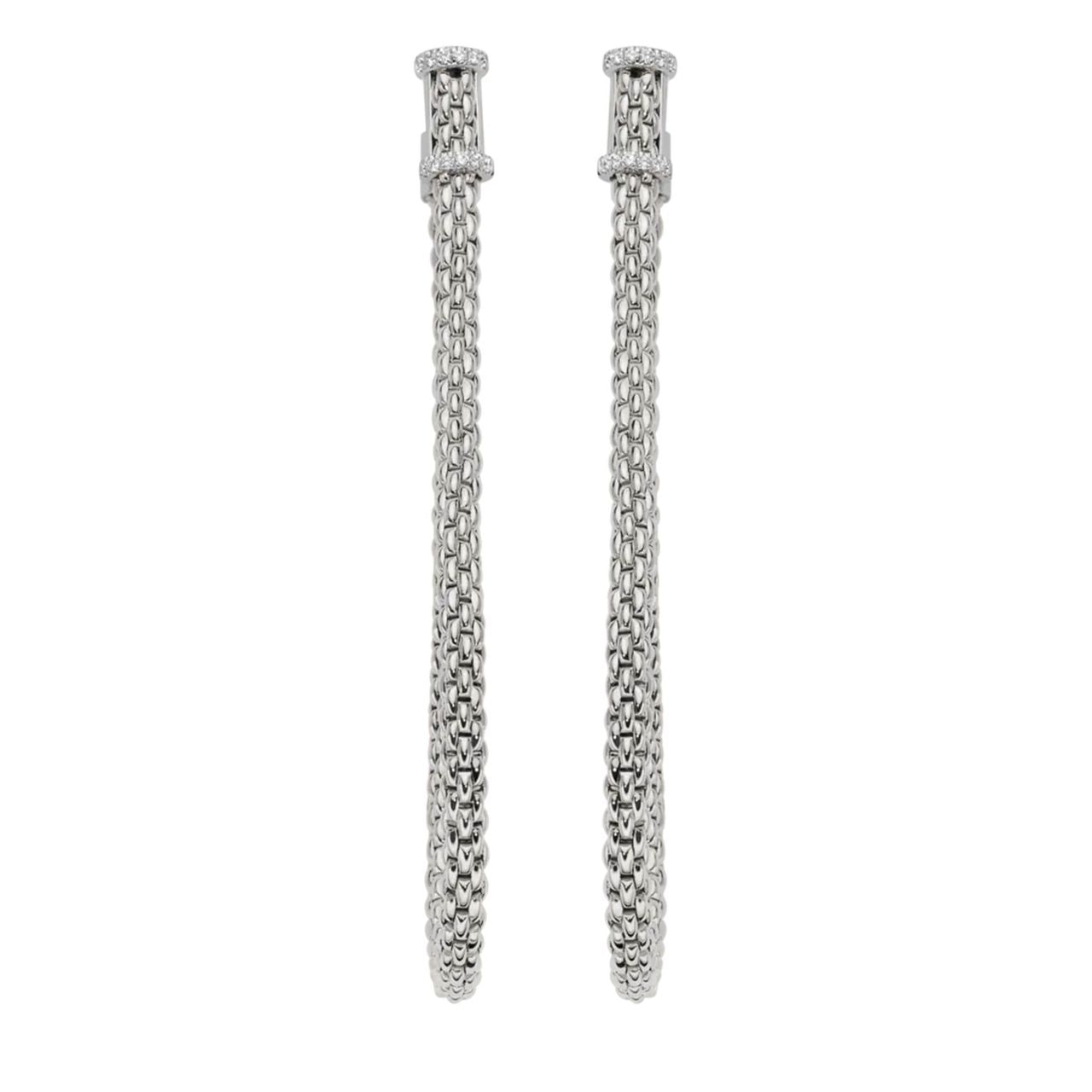18K White Gold Diamond Hoop and Drop Earrings for Women - Elegant Dangle Earrings for Wedding, Party & Special Occasions