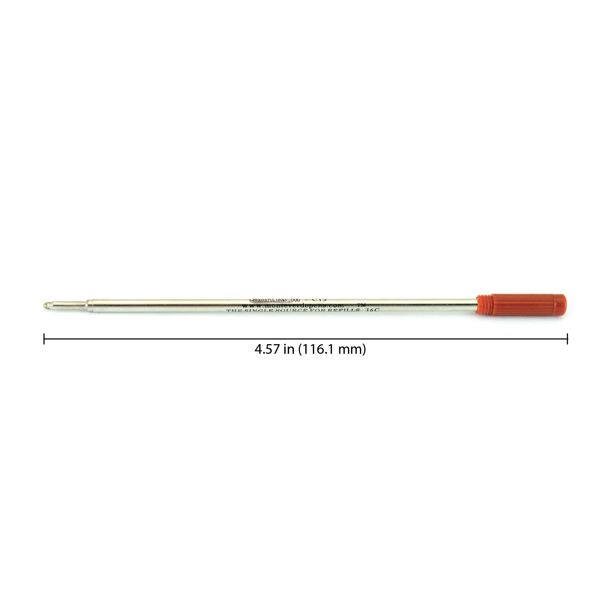 Monteverde C134BN Medium Brown Ballpoint Pen Refills - 50 Pack for Cross Ballpoint Pens | Smooth Writing for Office, School & Everyday Use