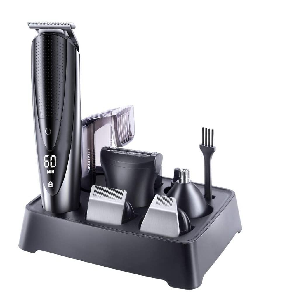 Professional Hair Clippers & Beard Trimmer Kit for Men - Electric Shaver, Body Groomer, Facial/Nose/Ear Trimmer - All-in-One Grooming Kit with Washable Blades - Perfect for Home, Travel & Salon Use