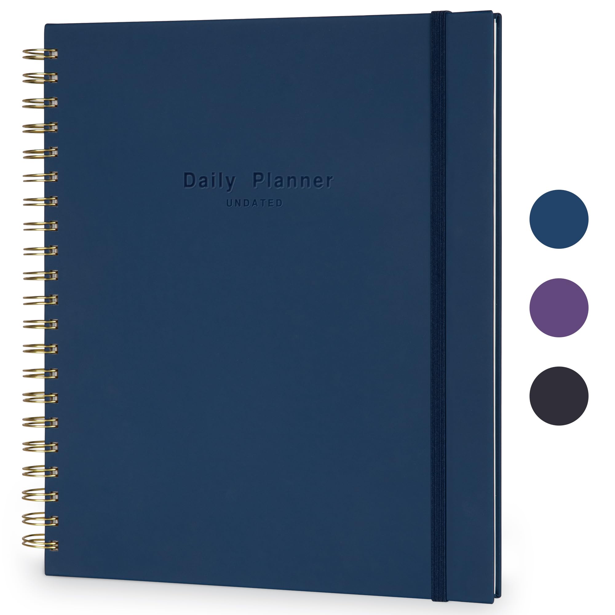2024-2026 Undated Daily Planner - Spiral Bound Hardcover Notebook with Hourly Schedule, To-Do List, Habit Tracker & Holiday Calendar | 200 Pages Letter Size 8.5