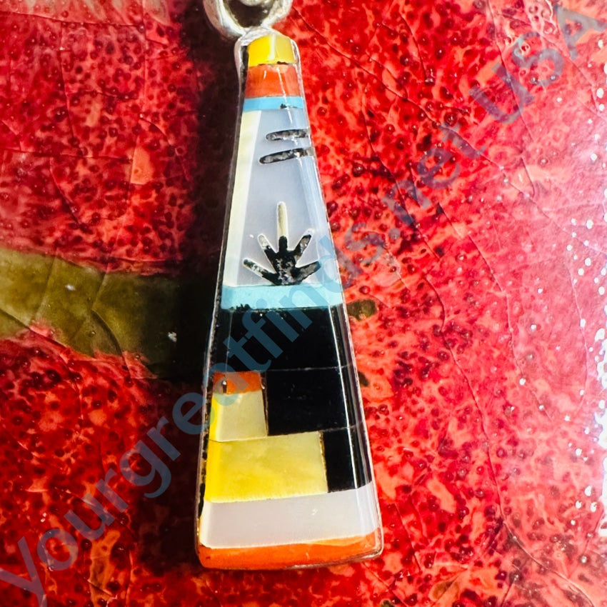 Vintage Sterling Silver Channel Inlay Pendant Necklace - Handcrafted Jewelry for Women - Perfect Gift for Birthday, Anniversary & Special Occasions