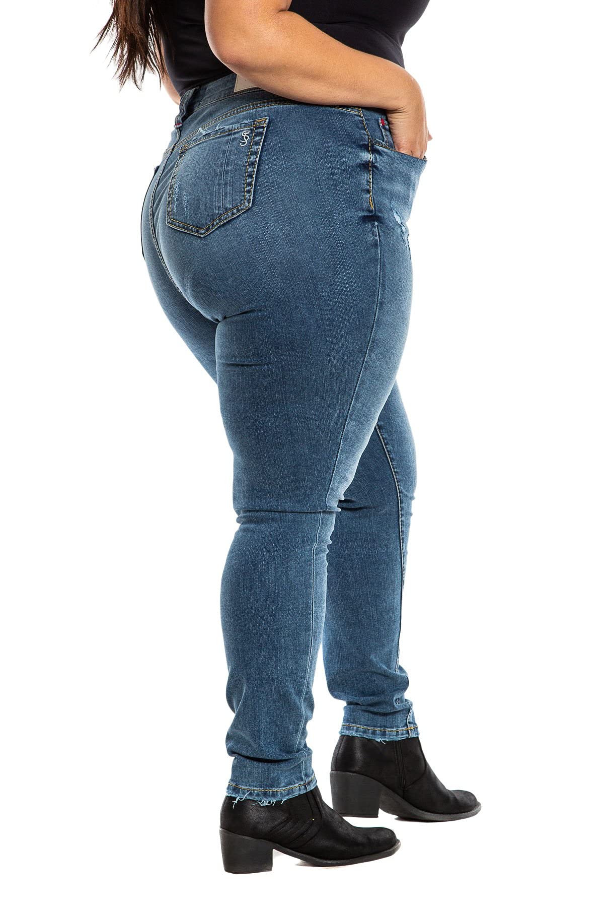 Premium Women's Plus Size Stretch High Rise Skinny Jeans - Comfortable & Flattering Slim Fit Denim Pants in Indigo Blue | Perfect for Casual Wear, Office Outfits & Night Out Looks