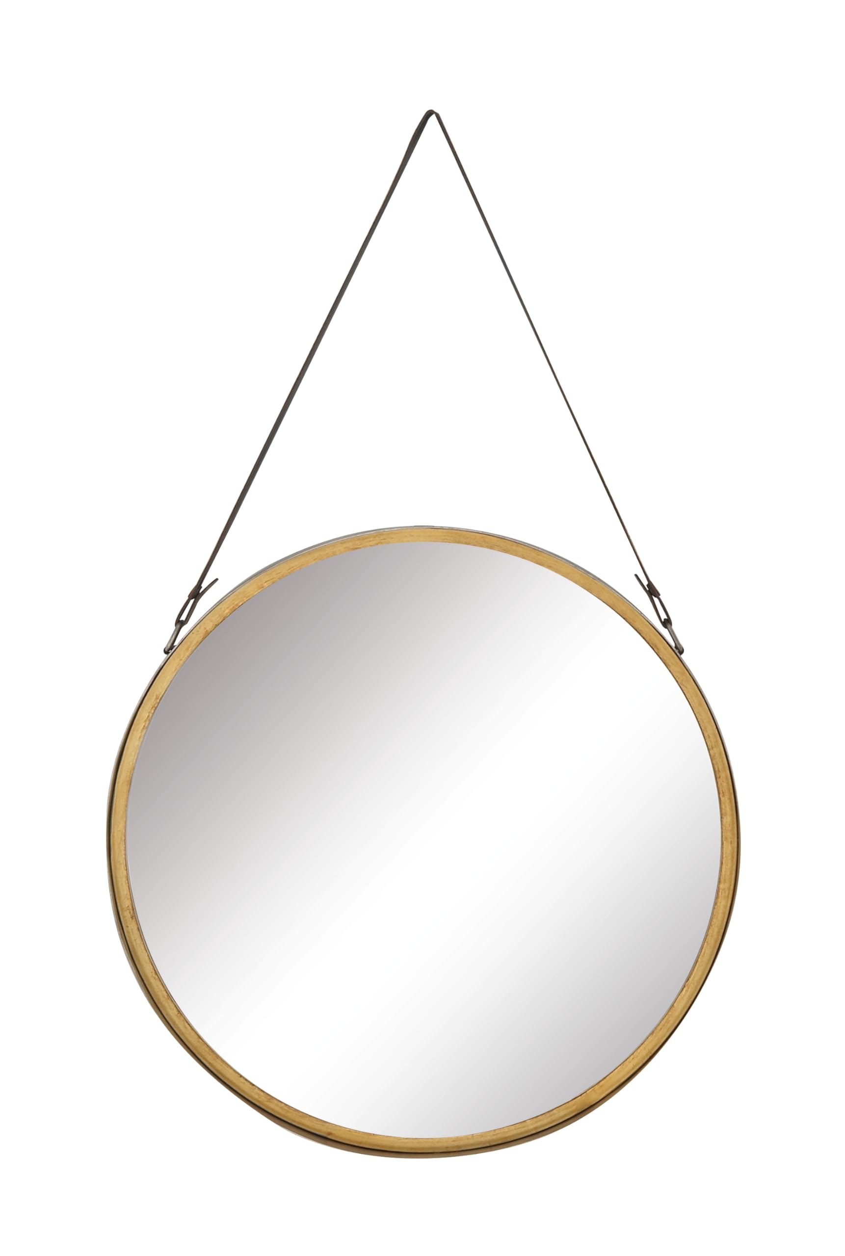 Deco 79 Gold Metal Wall Mirror with Leather Strap - 20