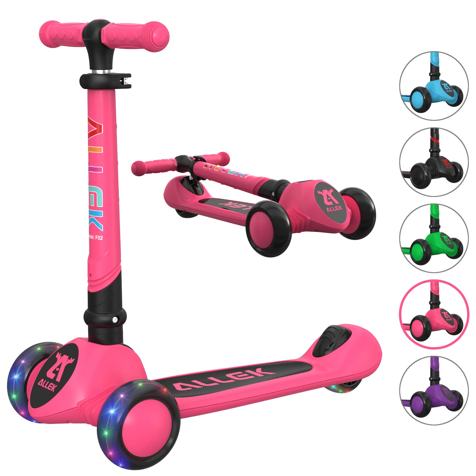 Foldable 3-Wheel Kick Scooter for Kids Ages 3-12 - LED Flashing Wheels, Adjustable Height & Anti-Slip Deck | Perfect for Commuting, School, Park Rides & Outdoor Fun