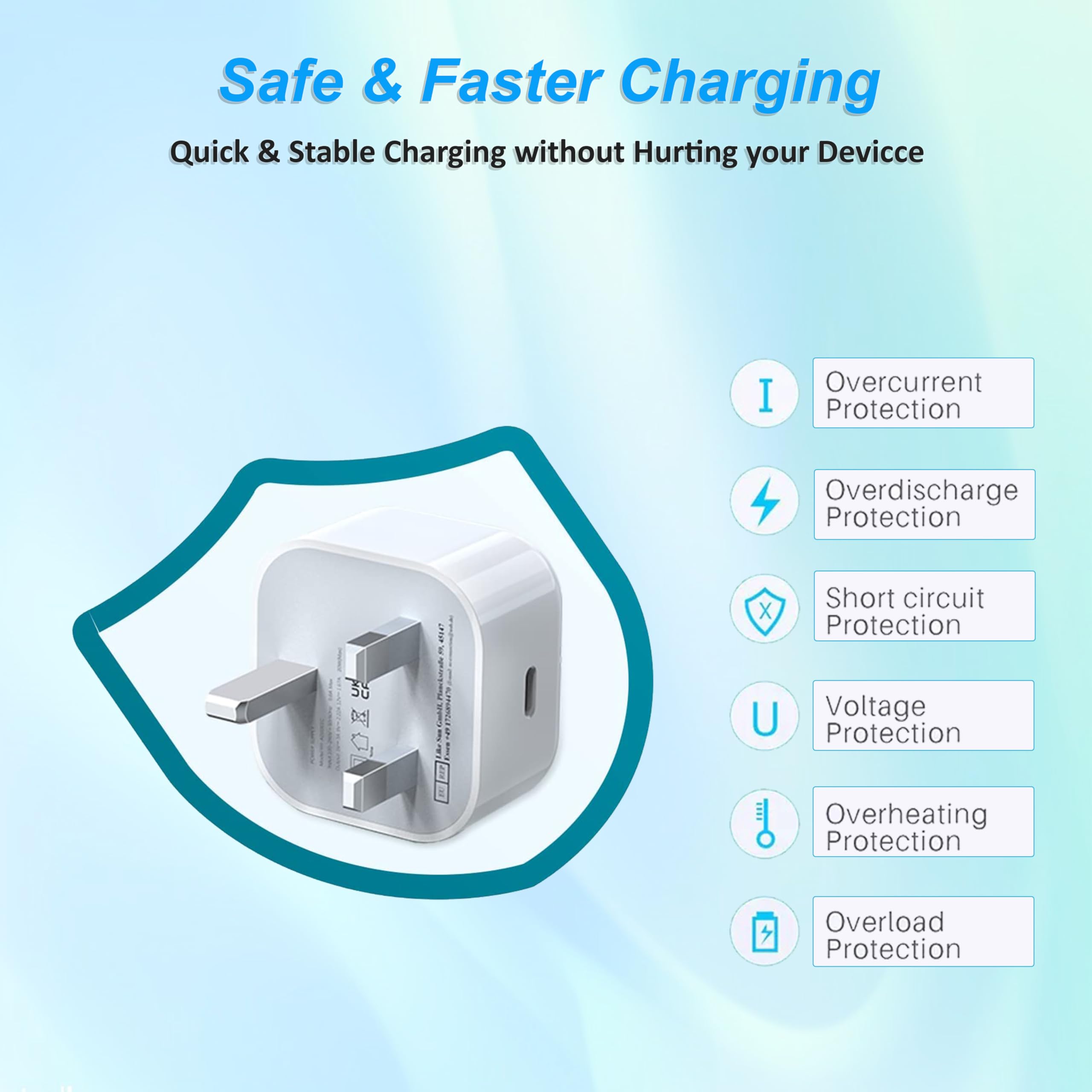 2023 Upgraded 20W USB C Fast Charger PD Plug with 3M Type-C Cable - Quick Wall Charger Compatible with iPhone 14/14 Pro/14 Pro Max/13/12/11/X - Perfect for Home, Office & Travel Charging